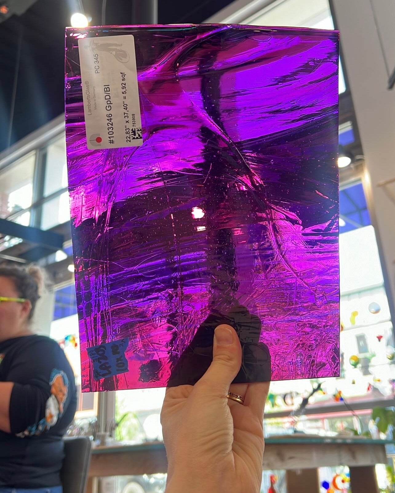 Purple Pink Reamy Mouth Blown Lamberts Sheet Glass Colorado Glassworks LA203 (10x7.5in)  