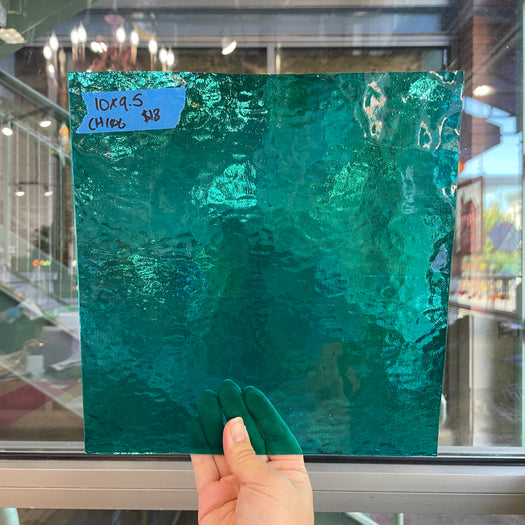 Teal Slightly Textured Transparent Choice Sheet Glass Colorado Glassworks CH106 (10x9.5in)