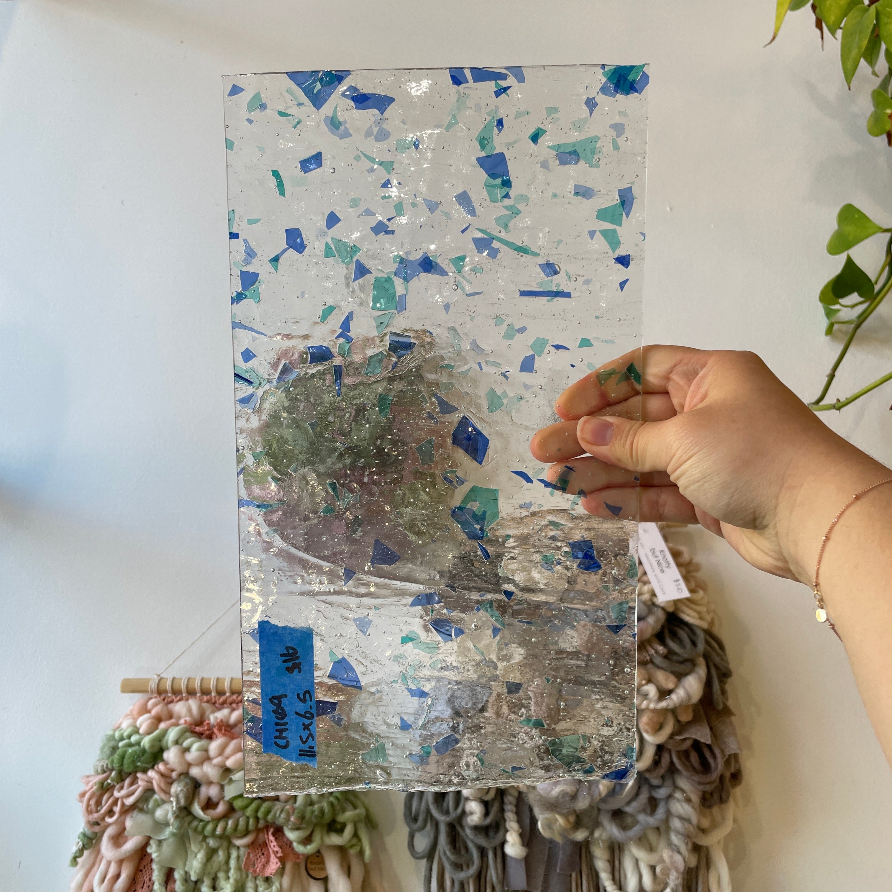 Clear Blue-Green-Confetti Choice Sheet Glass Colorado Glassworks CH109 (11.5x6.5in)