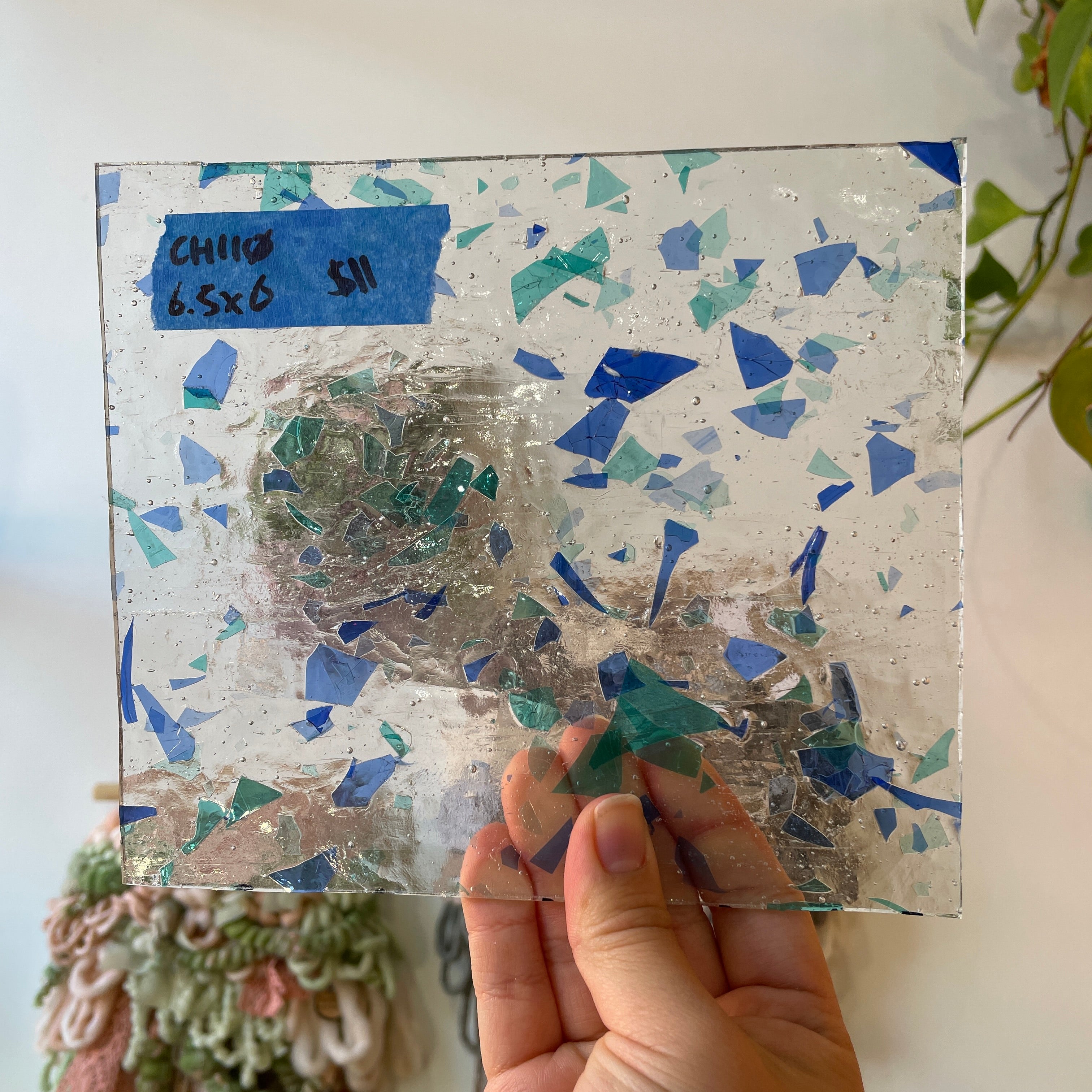 Clear Blue-Green-Confetti Choice Sheet Glass Colorado Glassworks CH110 (6.5x6in)