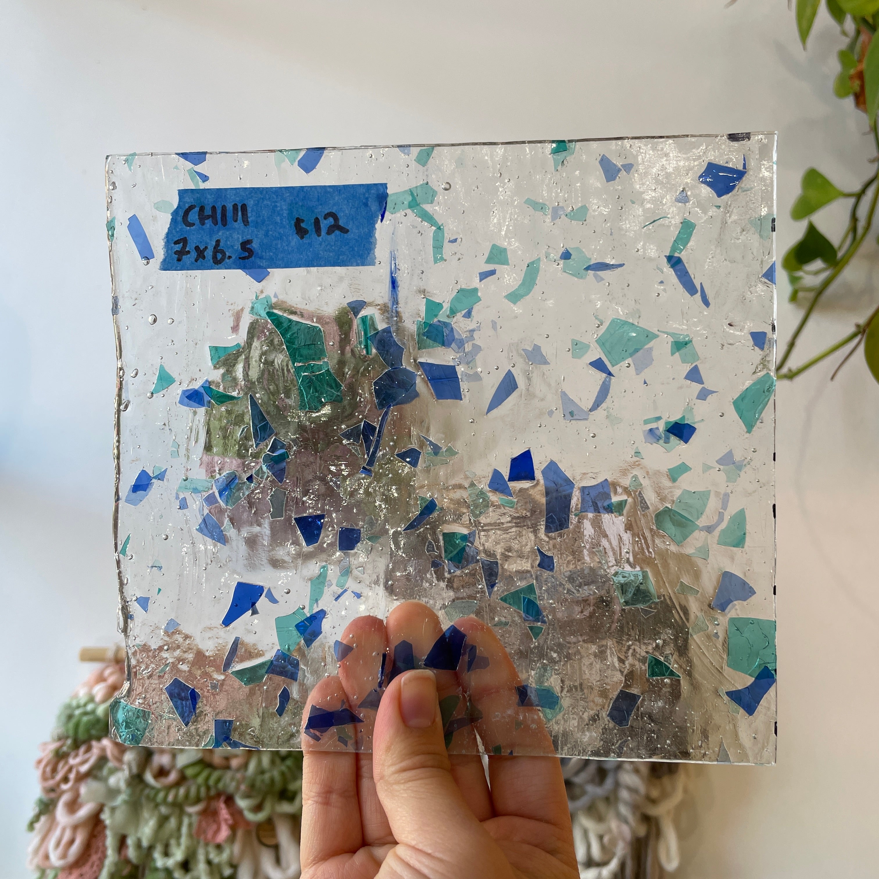 Clear Blue-Green-Confetti Choice Sheet Glass Colorado Glassworks CH111 (7x6.5in)