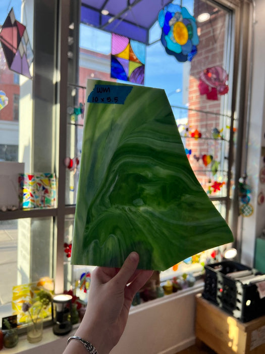 Green White Wispy Wissmach Sheet Glass Colorado Glassworks