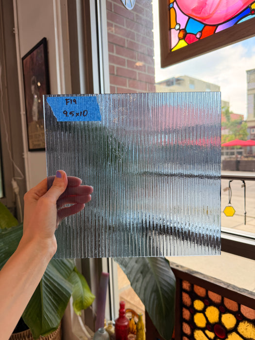 Vintage Optimum Reeded Light Blue Sheet Glass Colorado Glassworks