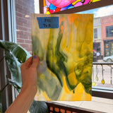 Mottled Green Yellow White Mixed Uroboros Fusible Sheet Glass Uroboros Glass