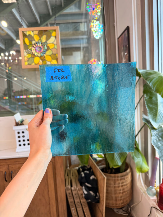 Blue Wispy Transparent Wissmach Sheet Glass Wissmach Glass 8.5x8.5in (WM-76905773)
