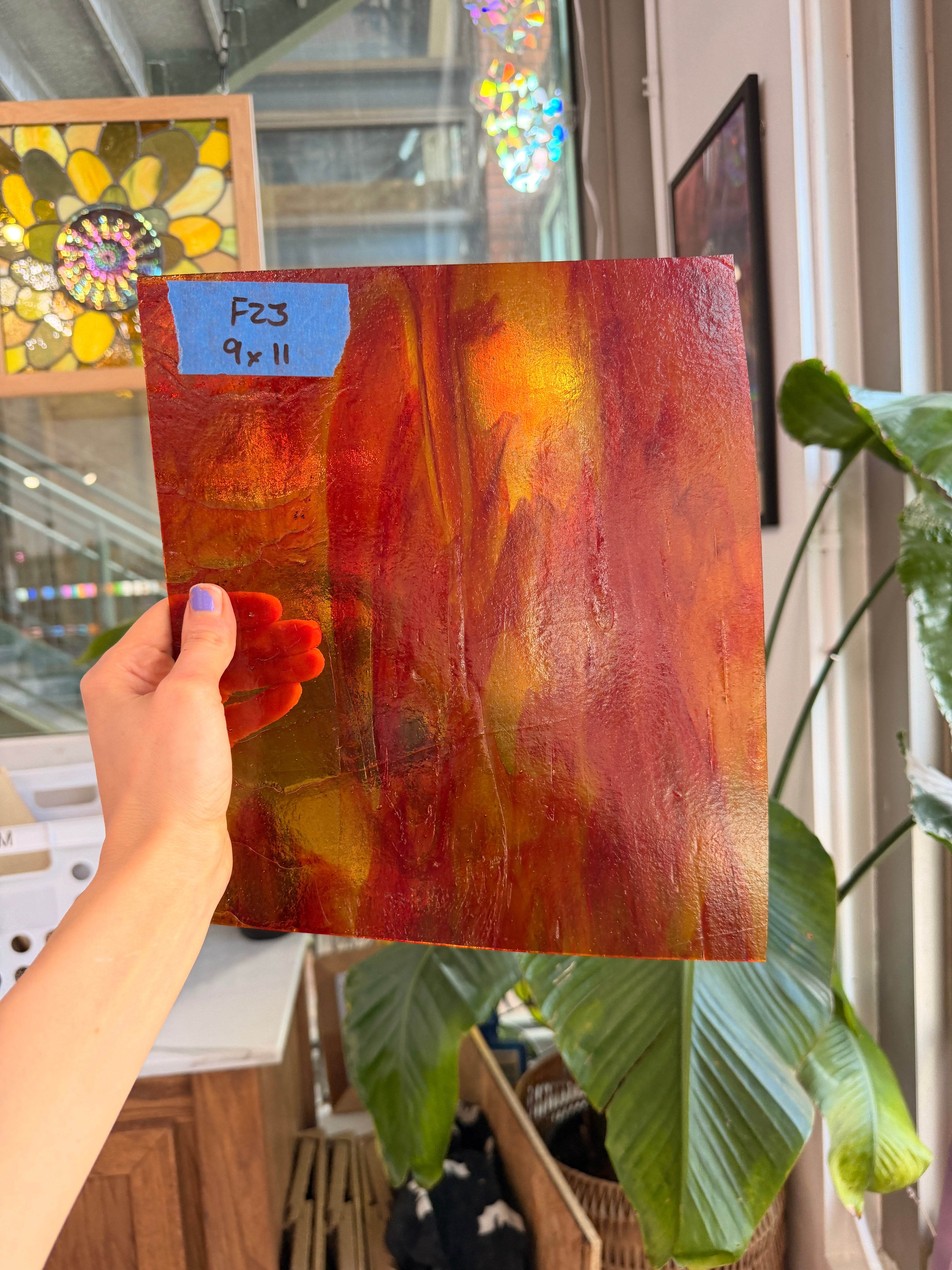 Red Orange Mixed Kokomo Sheet Glass Kokomo Glass 9x11in (KO-76840237)