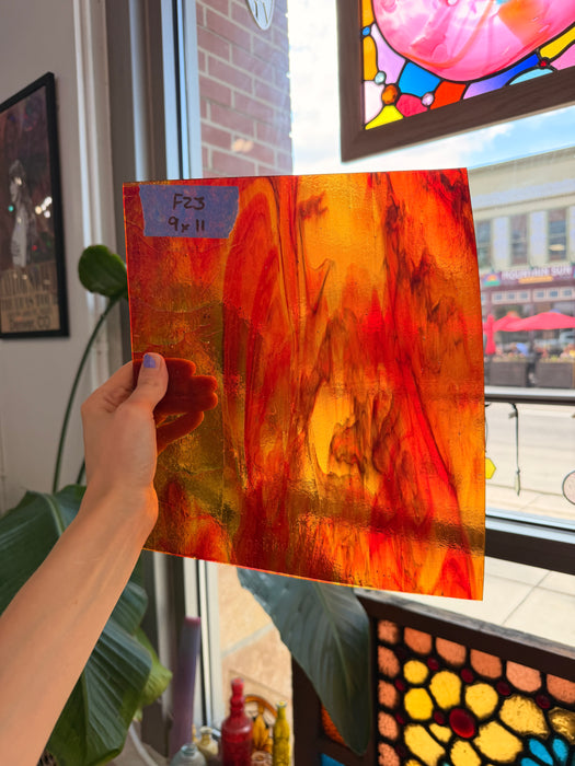 Red Orange Mixed Kokomo Sheet Glass Kokomo Glass