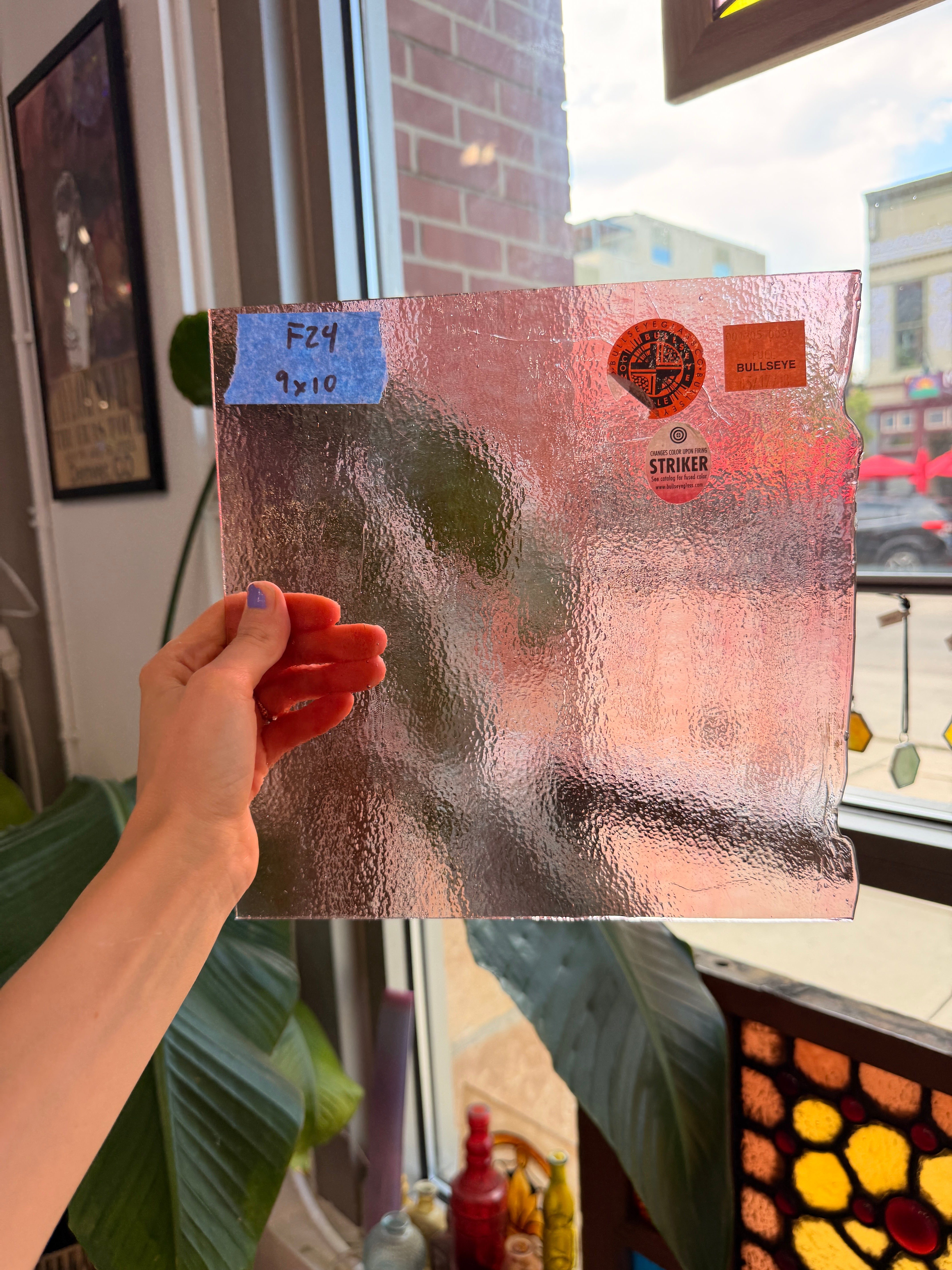 Striker Sunset Coral Transparent Double Rolled 90 COE (001305-0030) Sheet Glass Colorado Glassworks