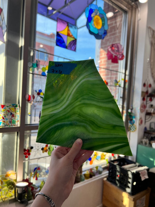 Green White Wispy Wissmach Sheet Glass Colorado Glassworks