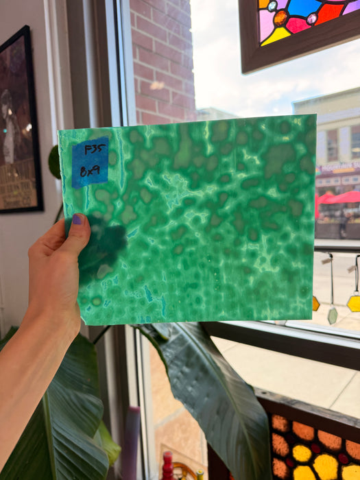 Teal Copper Green Mottled Oceana Sheet Glass Colorado Glassworks