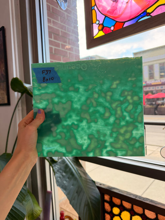Teal Copper Green Mottled Oceana Sheet Glass Colorado Glassworks
