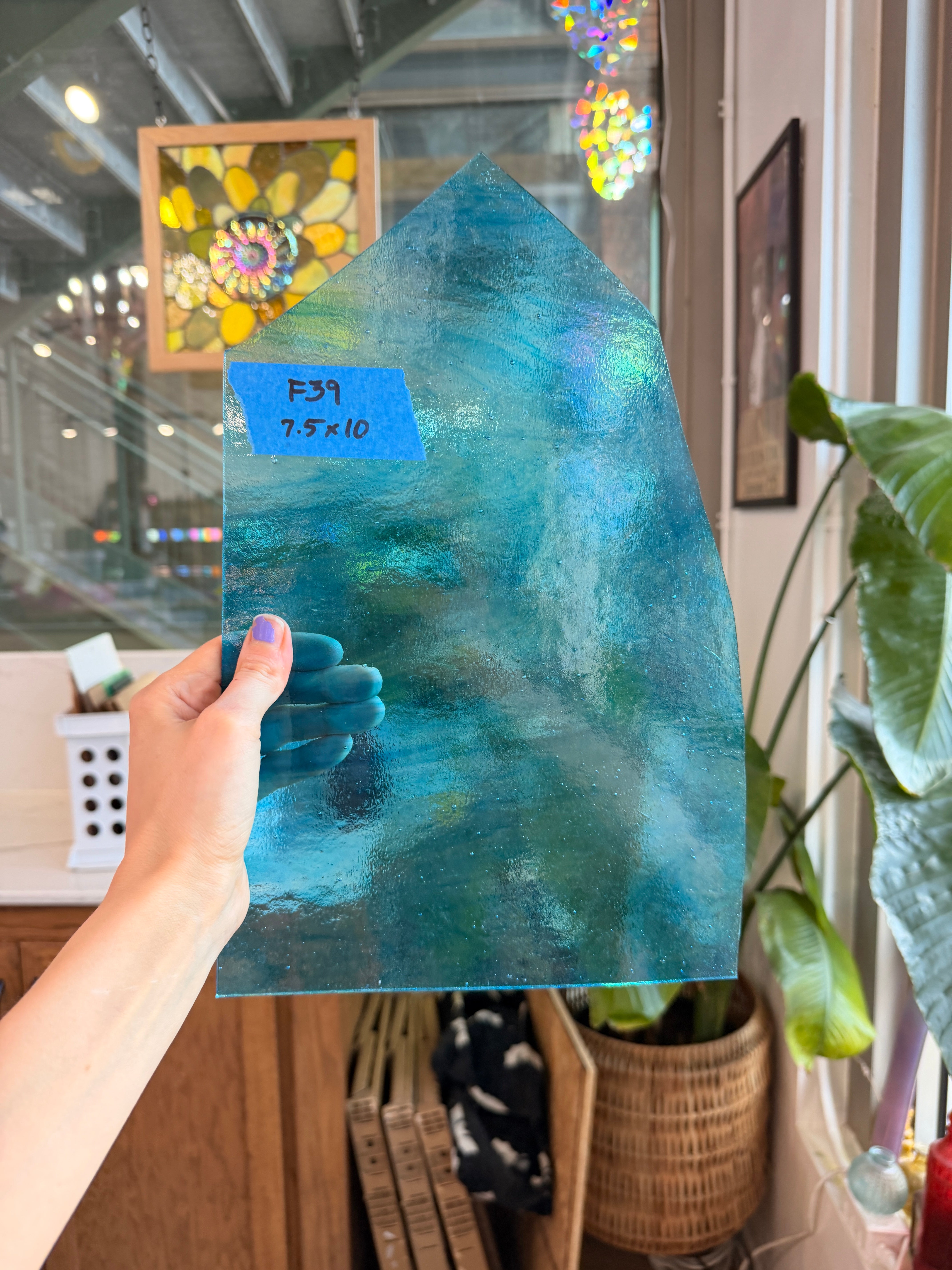 Blue Wispy Transparent Wissmach Sheet Glass Wissmach Glass 7.5x10in (WM-76938541)
