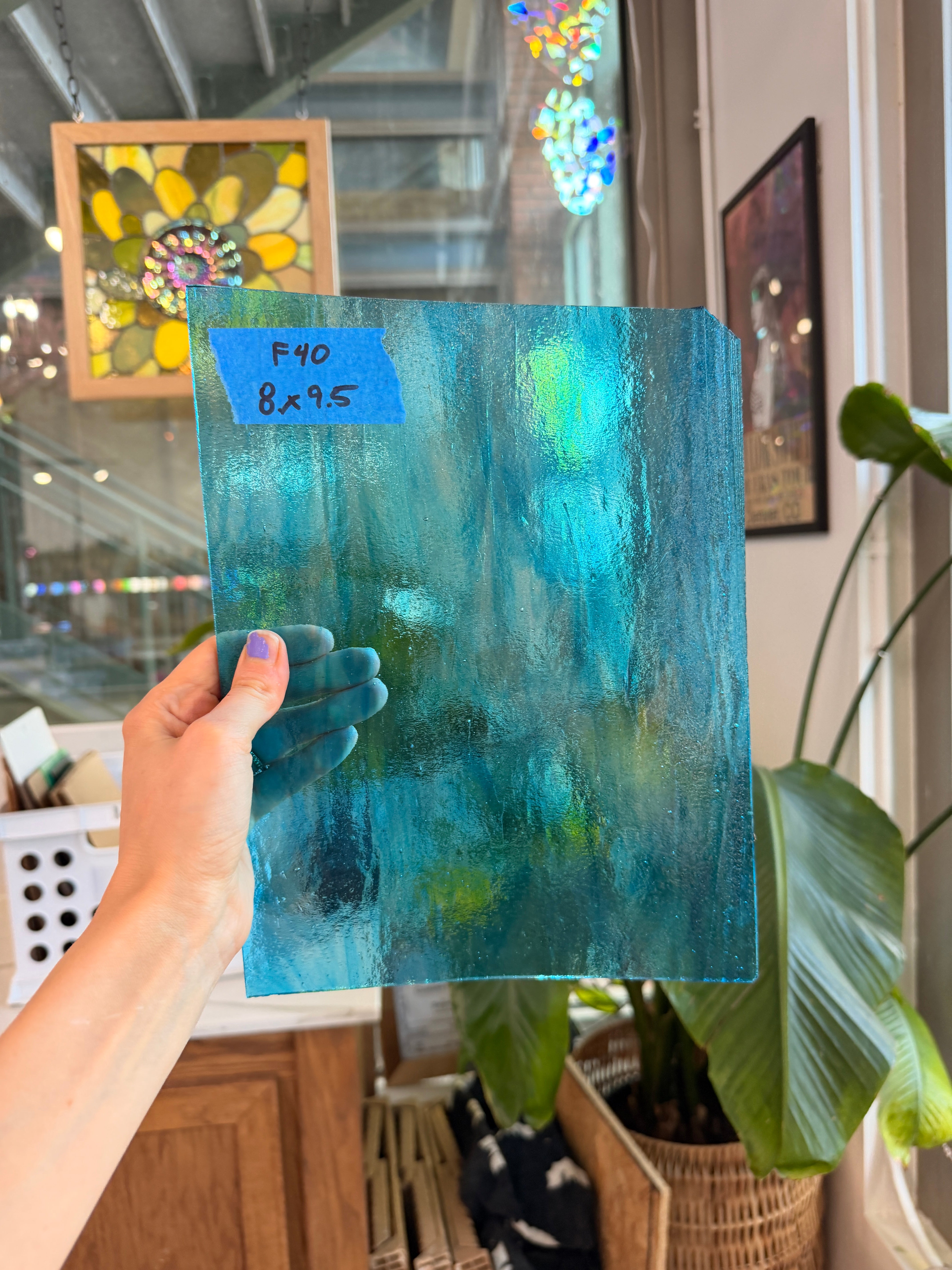 Blue Wispy Transparent Wissmach Sheet Glass Wissmach Glass 8x9.5in (WM-76971309)