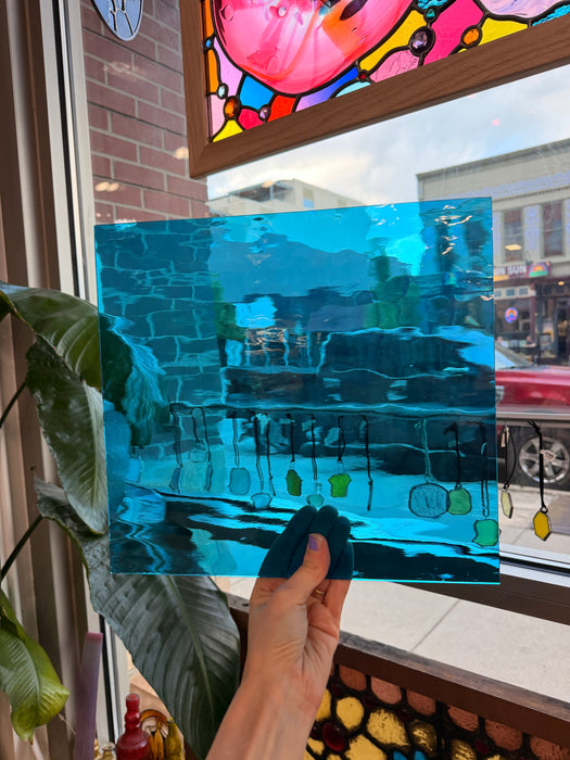 NEW! Blue Topaz Waterglass Oceanside Fusible 96 COE (OGT 533.2WF) Sheet Glass Colorado Glass Works