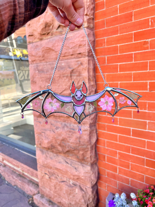 Light Pink Pressed Flower Lola Bat (COGW x Andrea Guzzetta) Finished Pieces Colorado Glassworks
