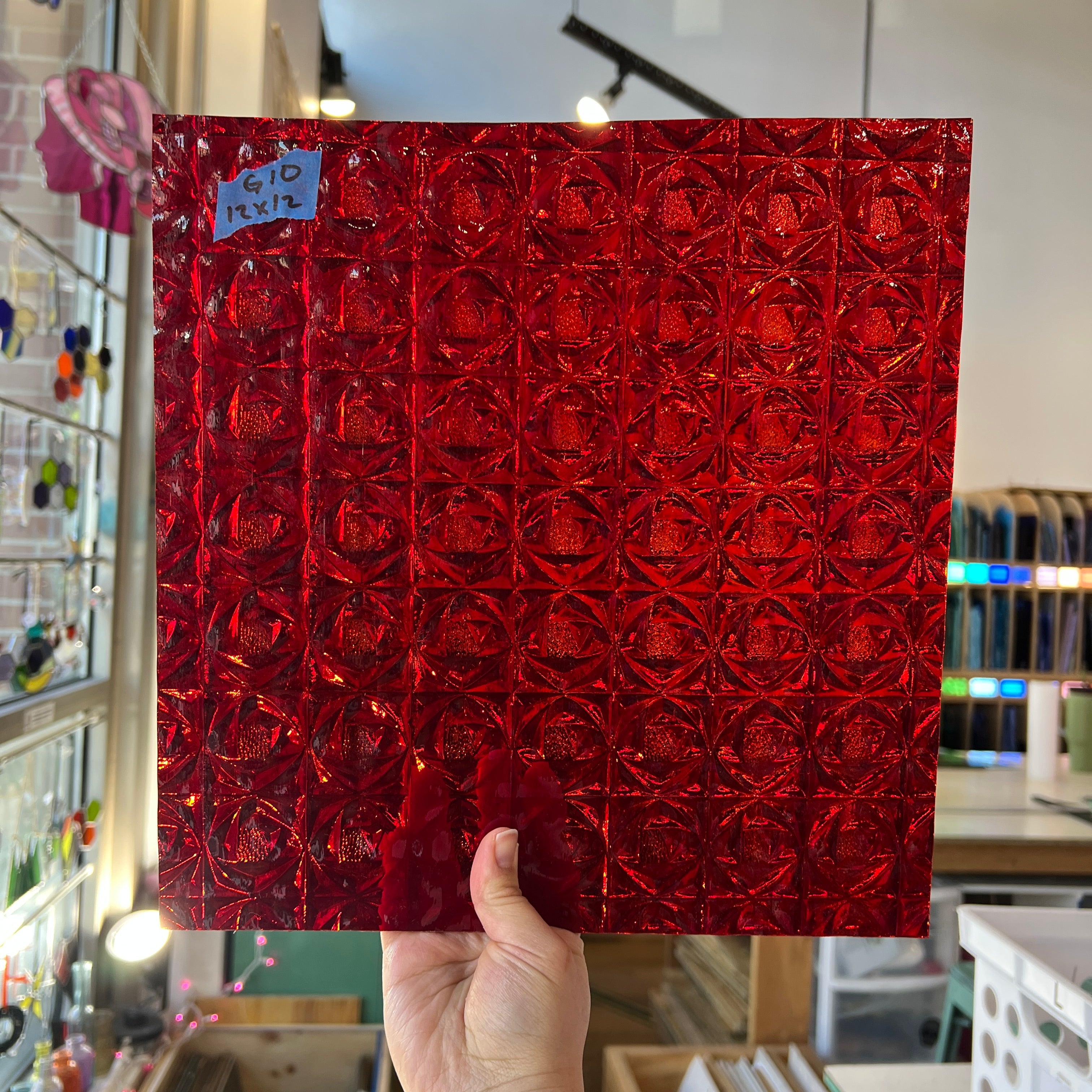 Cerise Ruby Whitney Kokomo Sheet Glass Colorado Glassworks 12x12in (KO-05465901)