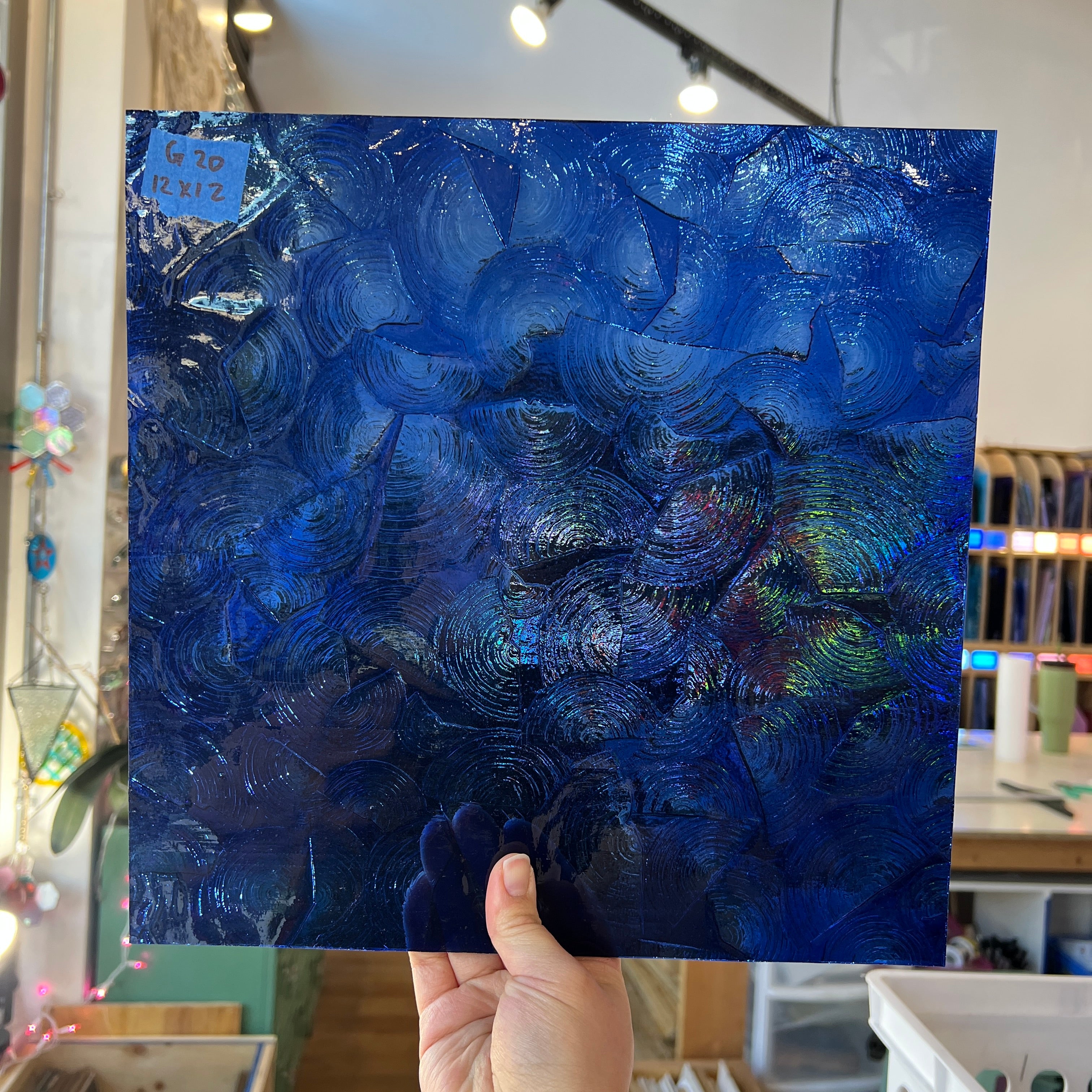 Copper/Nickel Blue Rondelite Kokomo Sheet Glass Colorado Glassworks KO-L-RON (12x12in)