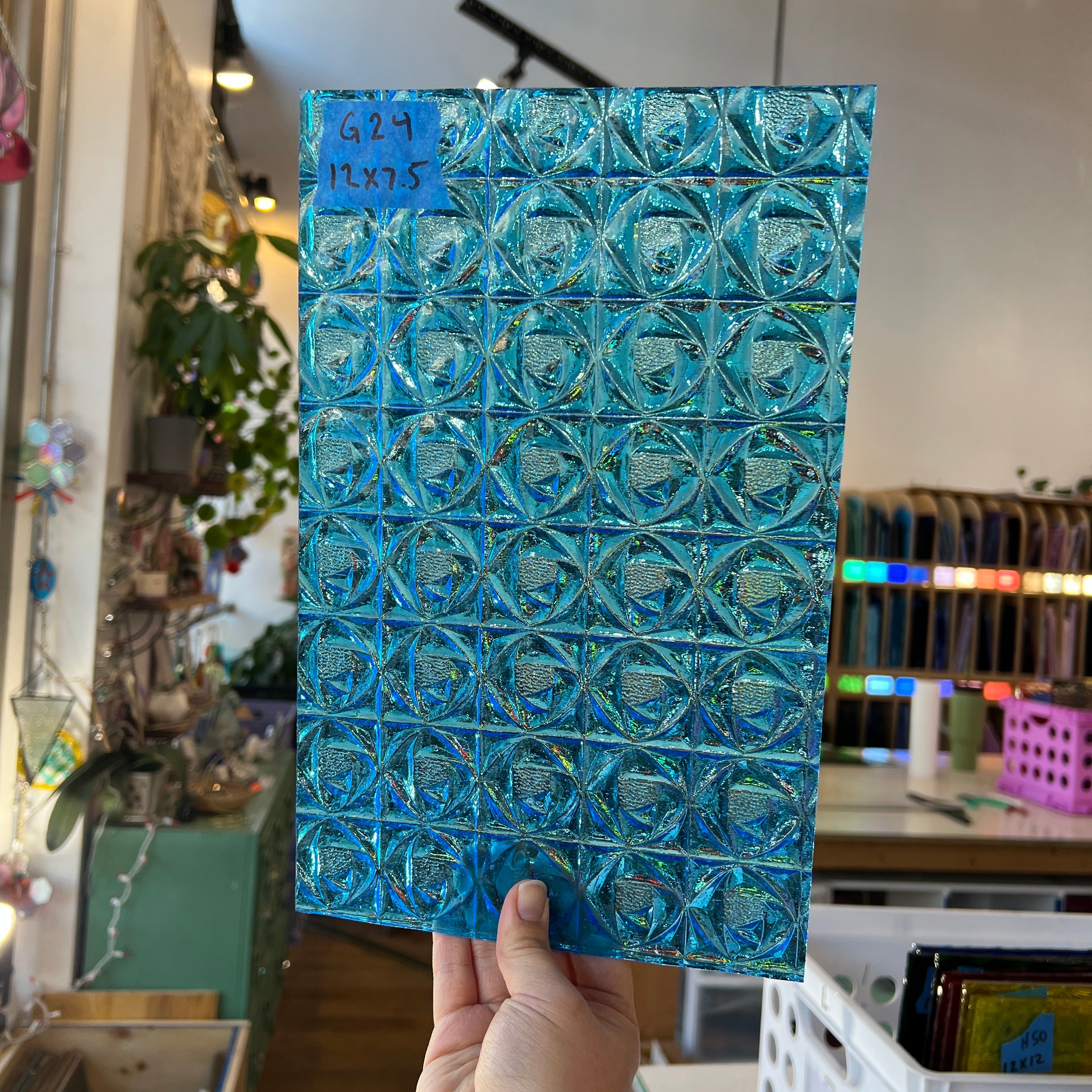 Lighter Peacock Blue Whitney Kokomo Sheet Glass Colorado Glassworks 12x7.5in (KO-78473005)