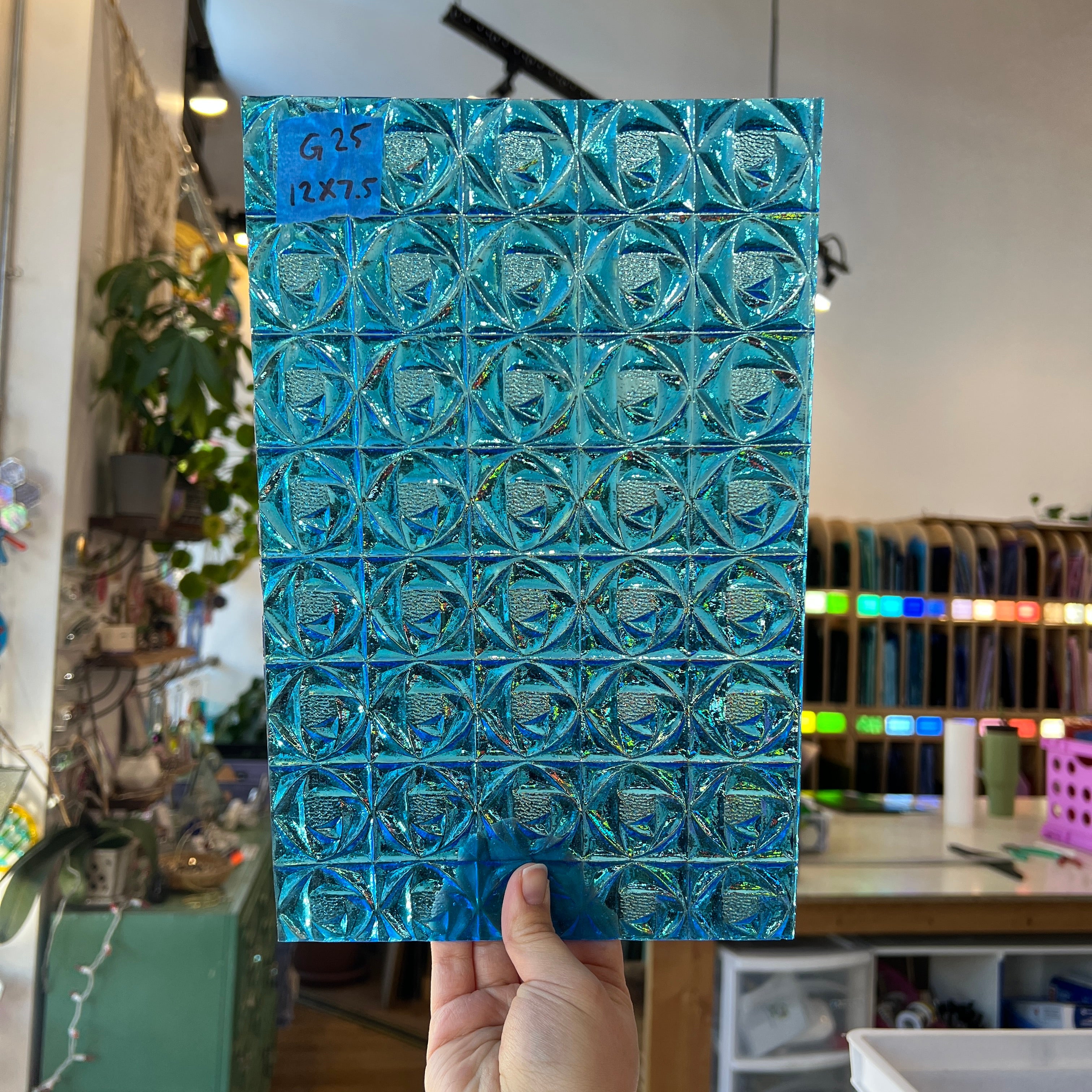 Lighter Peacock Blue Whitney Kokomo Sheet Glass Colorado Glassworks 12x7.5in (KO-78505773)