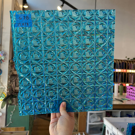 Lighter Peacock Blue Whitney Kokomo Sheet Glass Colorado Glassworks 12x12in (KO-78604077)