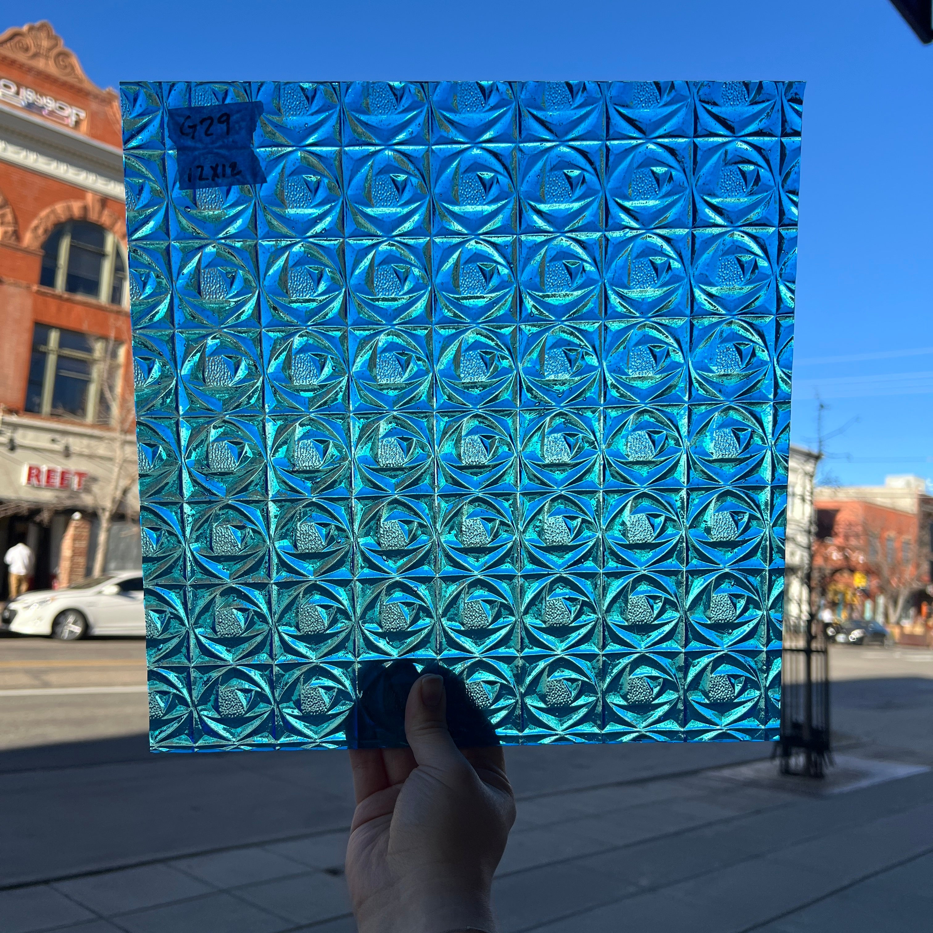 Lighter Peacock Blue Whitney Kokomo Sheet Glass Colorado Glassworks