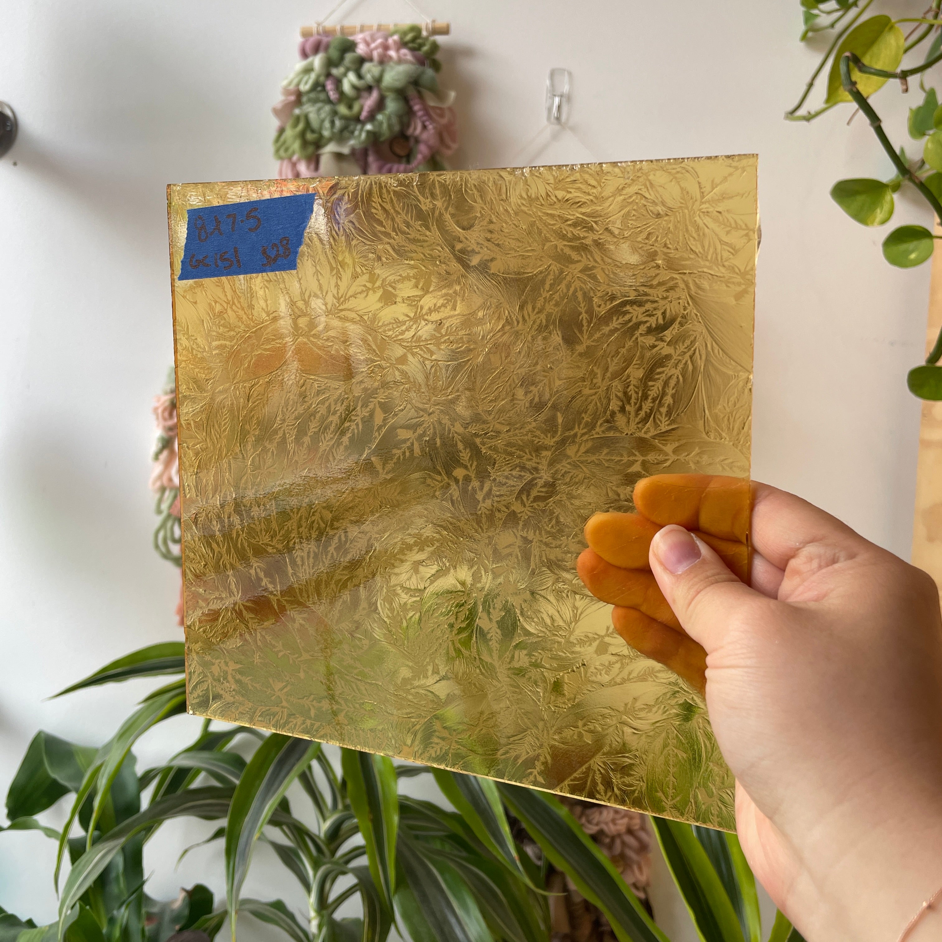 Light Amber Transparent Glue Chip Sheet Glass Colorado Glassworks