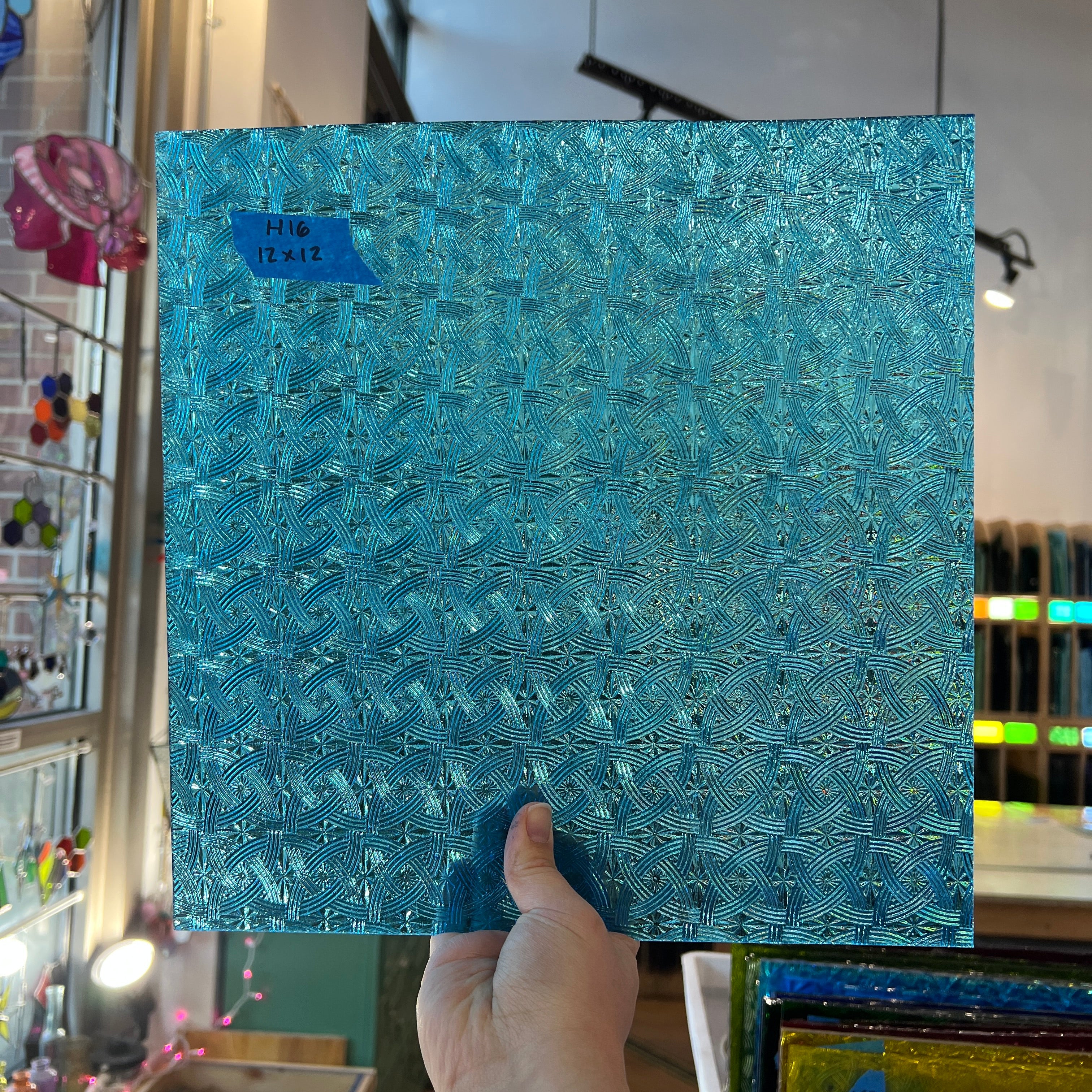 Lighter Peacock Blue Celtic Kokomo Sheet Glass Colorado Glassworks 12x12in (KO-68519469)