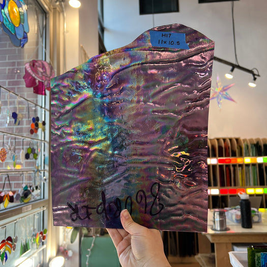 Purple Cathedral Iridescent Ripple Kokomo Sheet Glass Colorado Glassworks