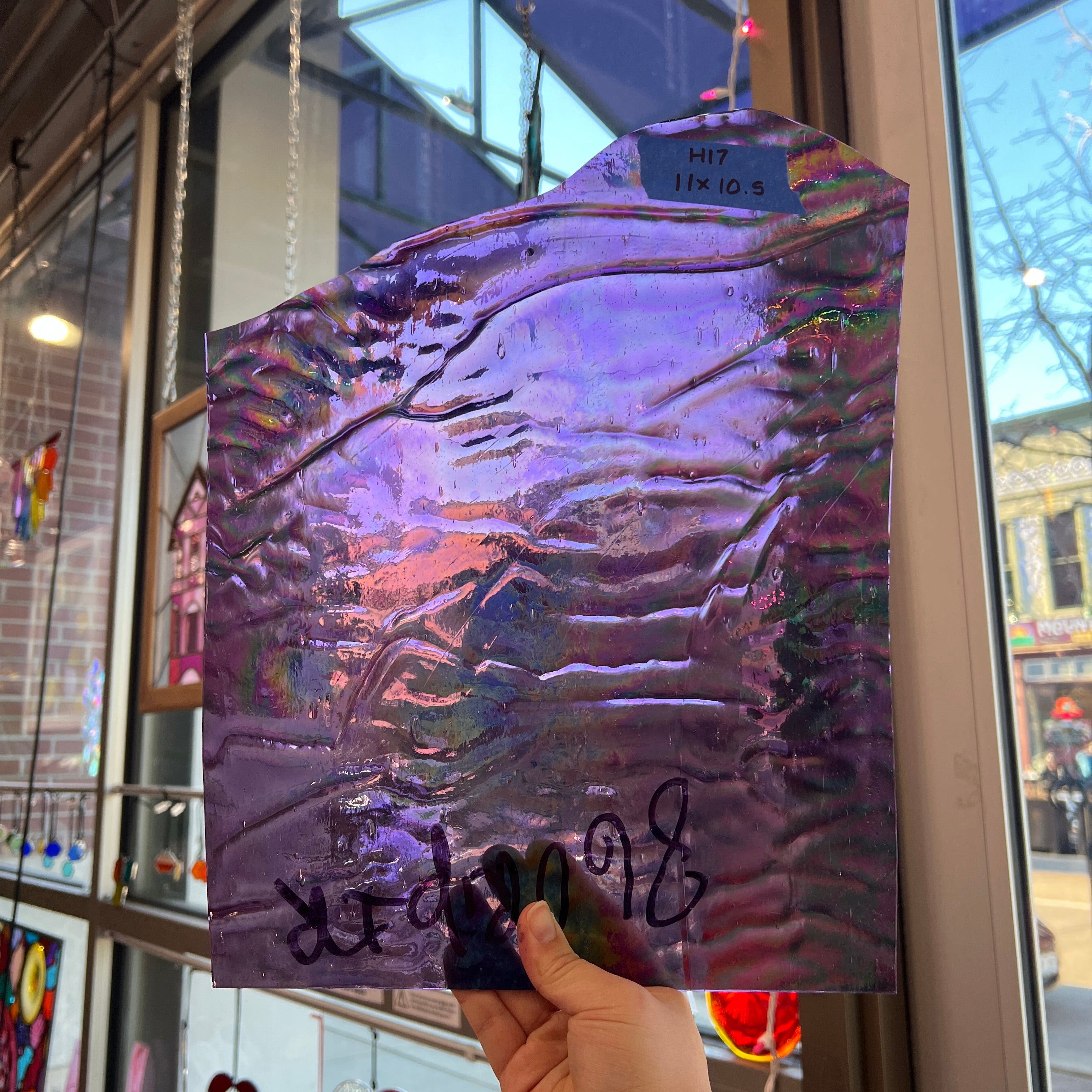 Purple Cathedral Iridescent Ripple Kokomo Sheet Glass Colorado Glassworks