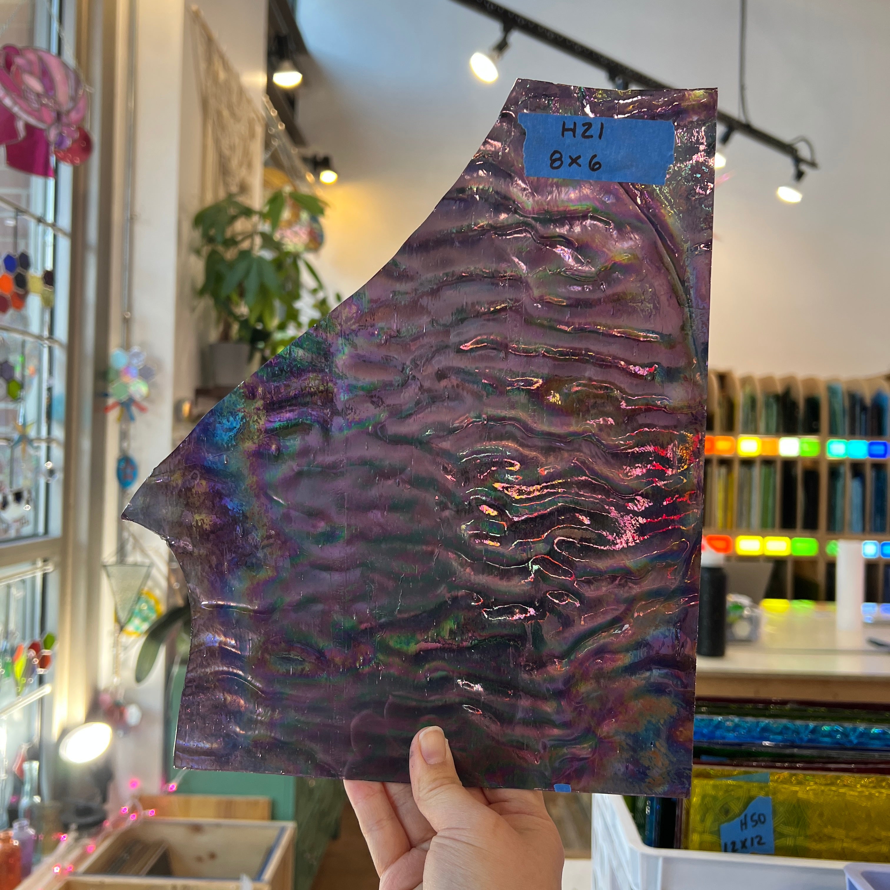 Purple Cathedral Iridescent Ripple Kokomo Sheet Glass Colorado Glassworks