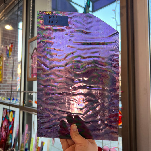 Purple Cathedral Iridescent Ripple Kokomo Sheet Glass Colorado Glassworks