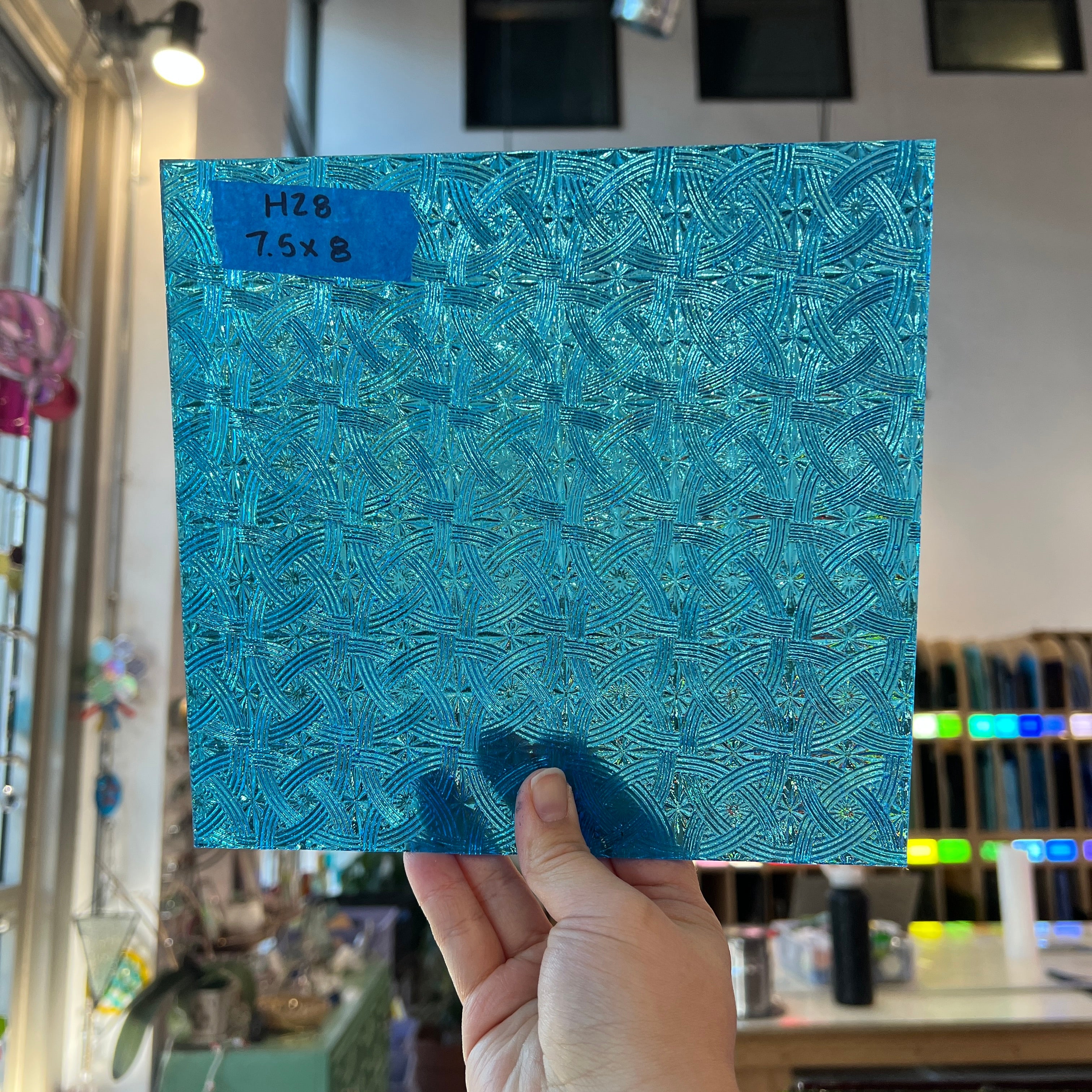 Lighter Peacock Blue Celtic Kokomo Sheet Glass Colorado Glassworks 8x7.in (KO-68585005)