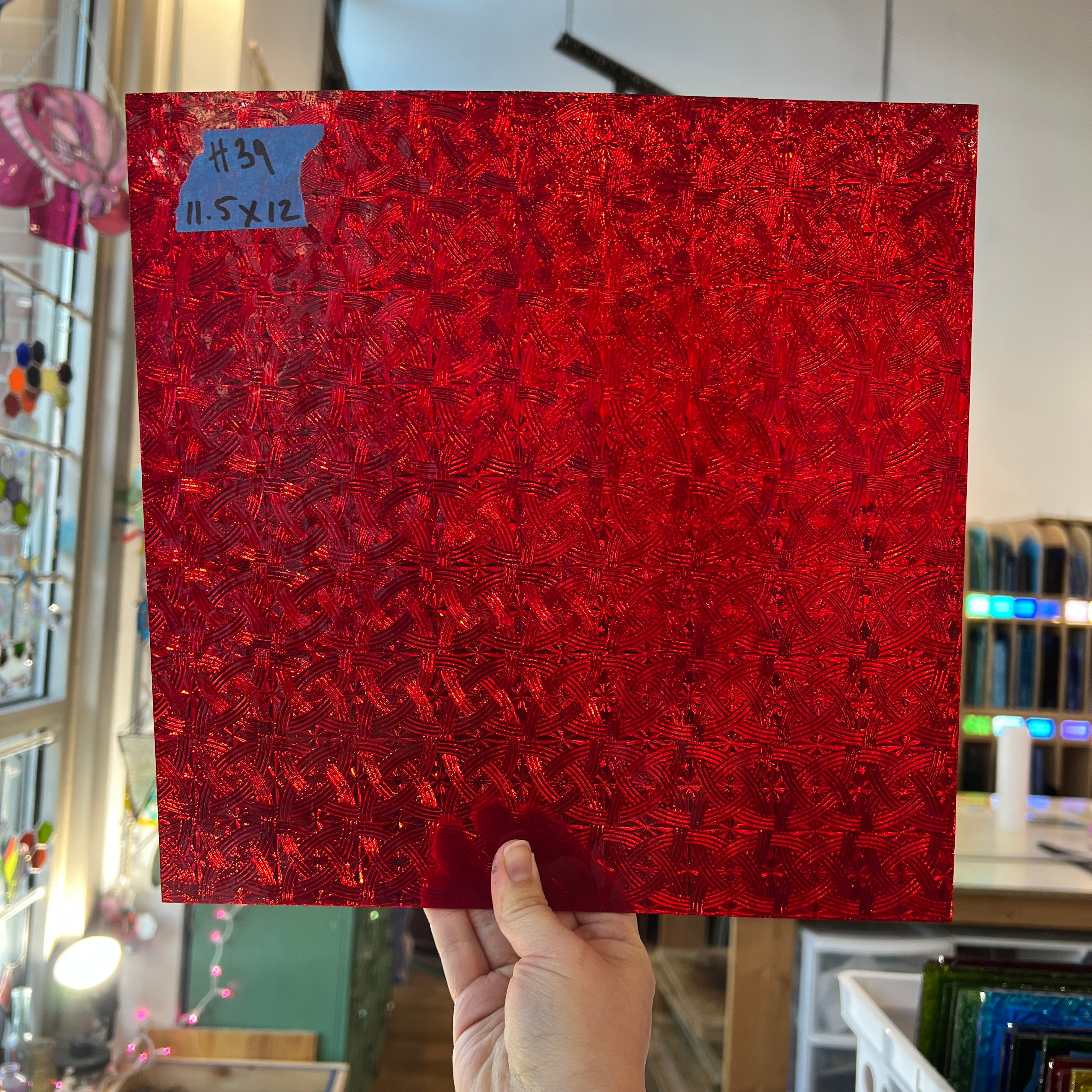 Cerise Ruby Celtic Kokomo Sheet Glass Colorado Glassworks 12x12in (KO-98436653)