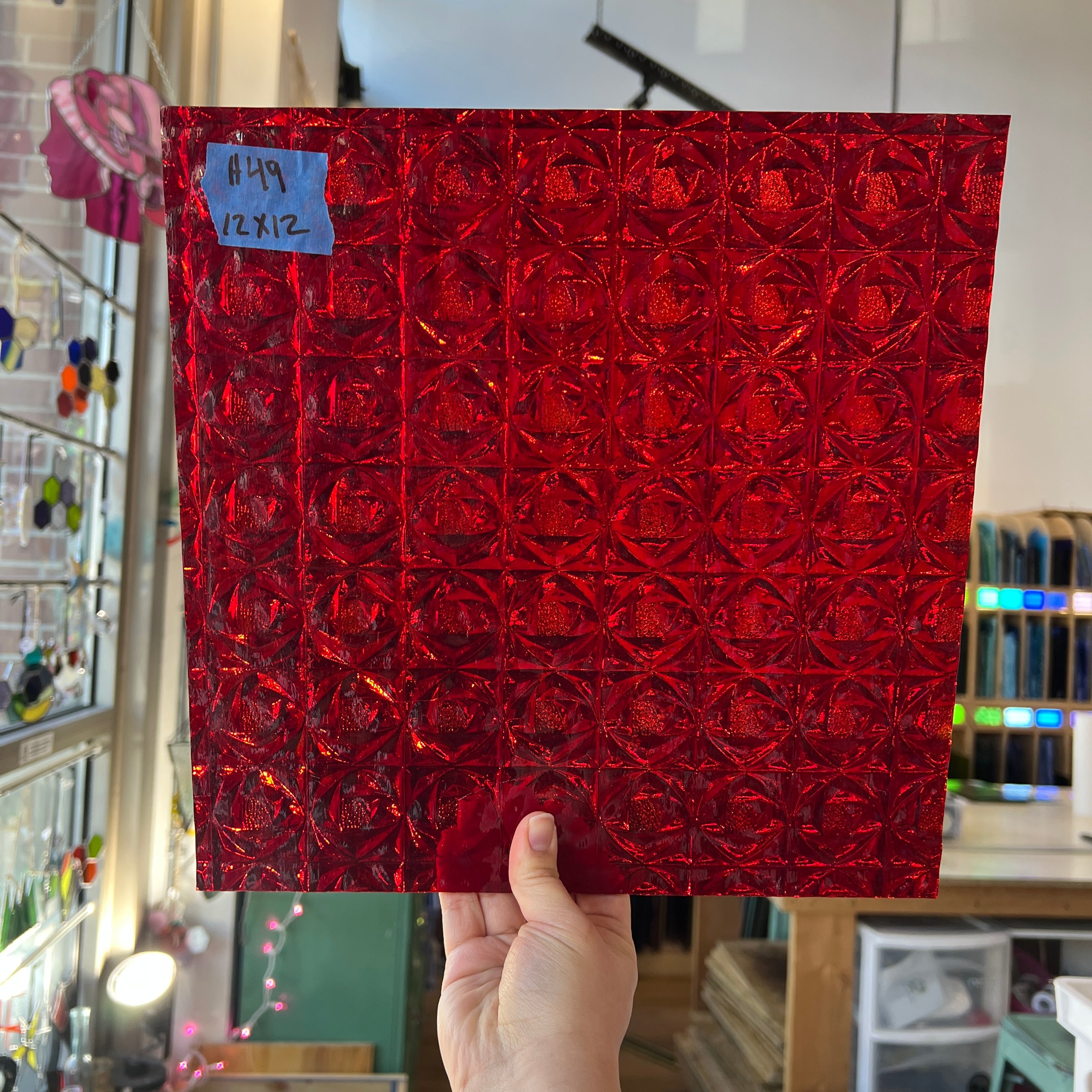 Cerise Ruby Whitney Kokomo Sheet Glass Colorado Glassworks 12x12in (KO-05564205)