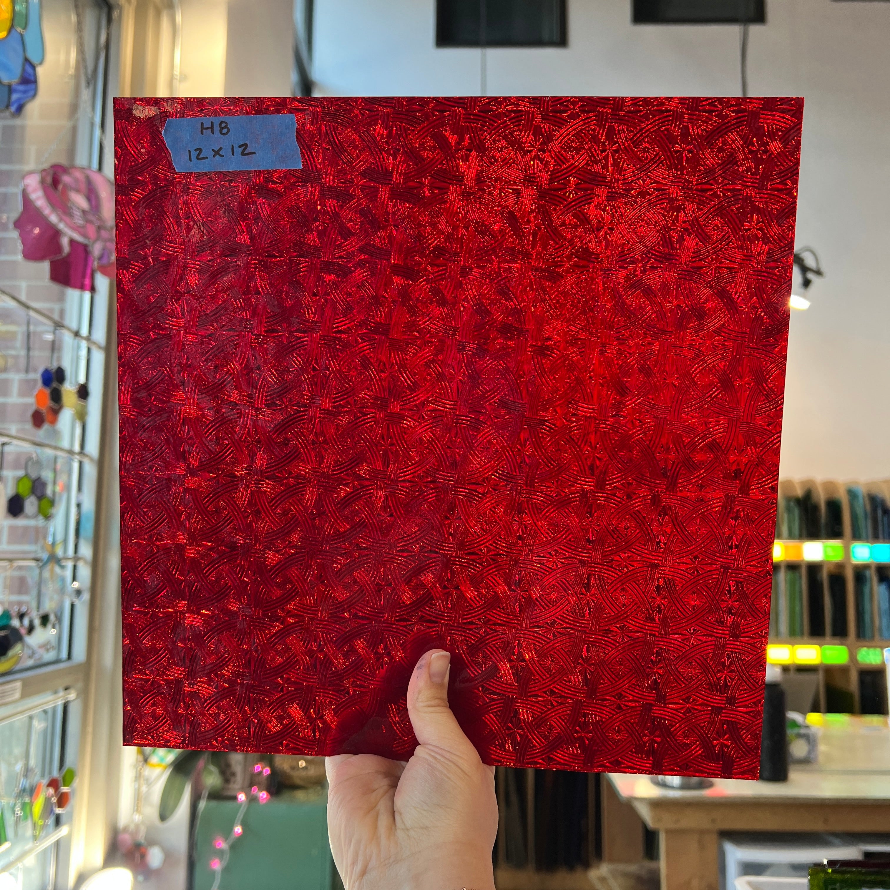 Cerise Ruby Celtic Kokomo Sheet Glass Colorado Glassworks 12x12in (KO-98371117)