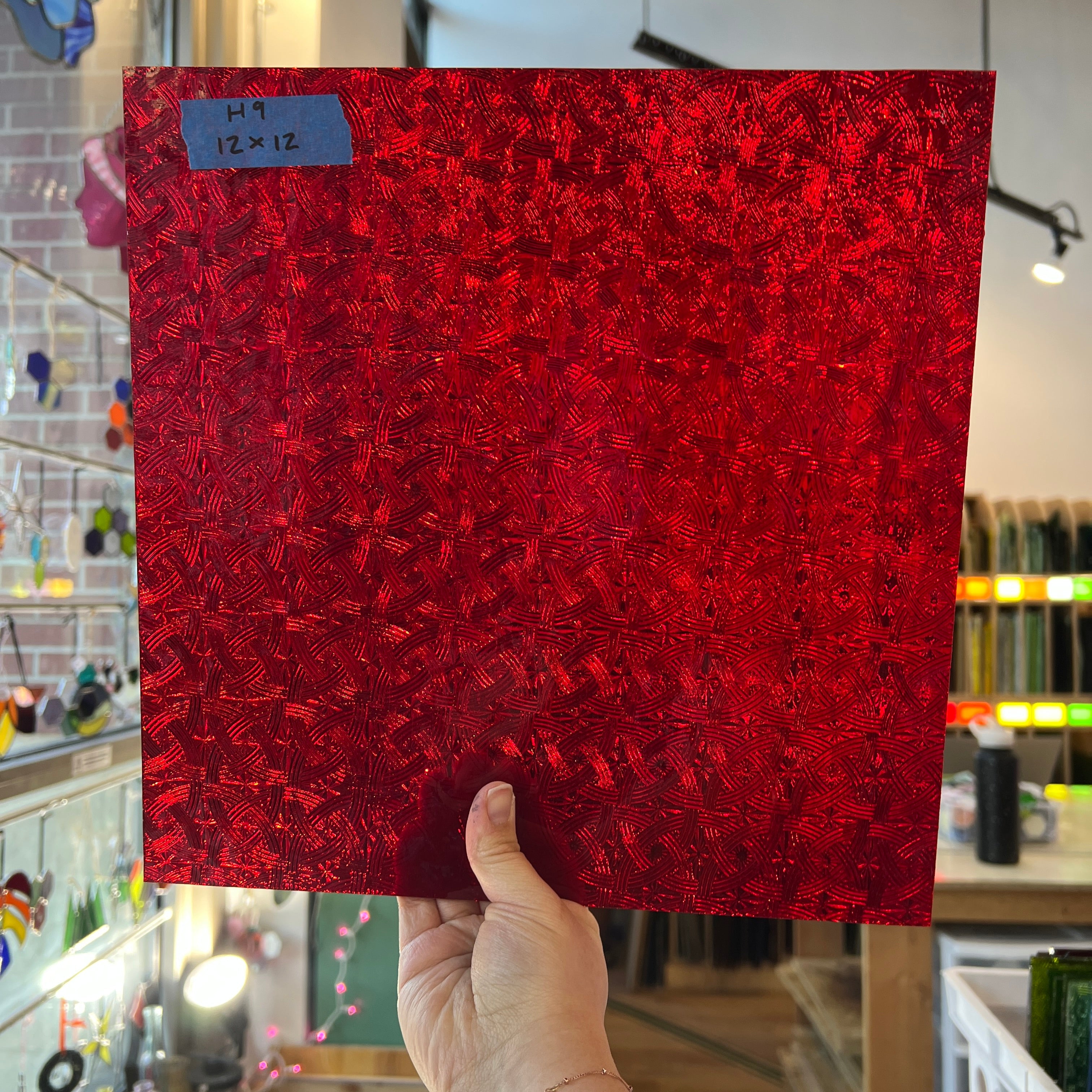 Cerise Ruby Celtic Kokomo Sheet Glass Colorado Glassworks 12x12in (KO-98403885)