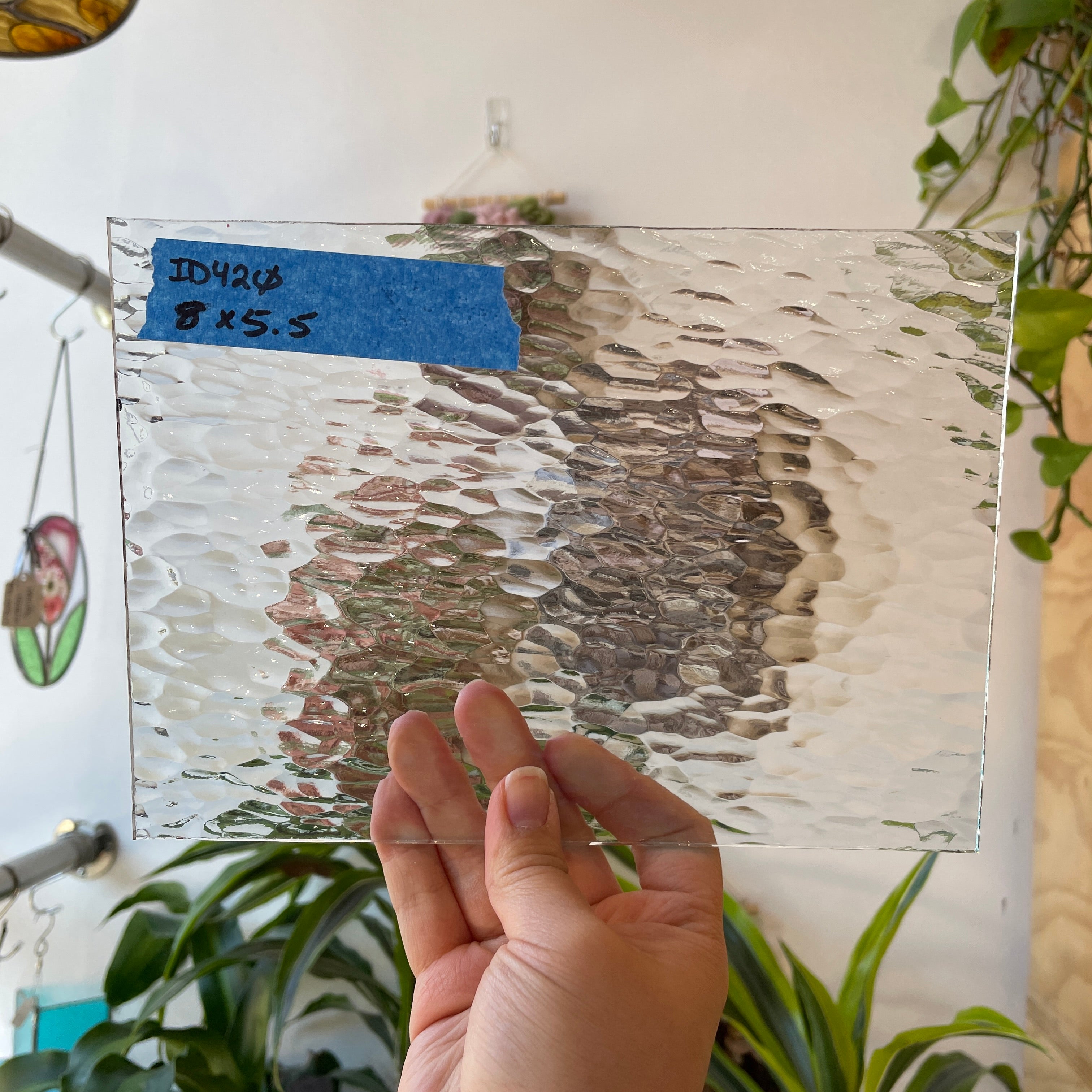 Clear Hammered Industrial Sheet Glass Colorado Glass Works ID420 (8x5.5in)