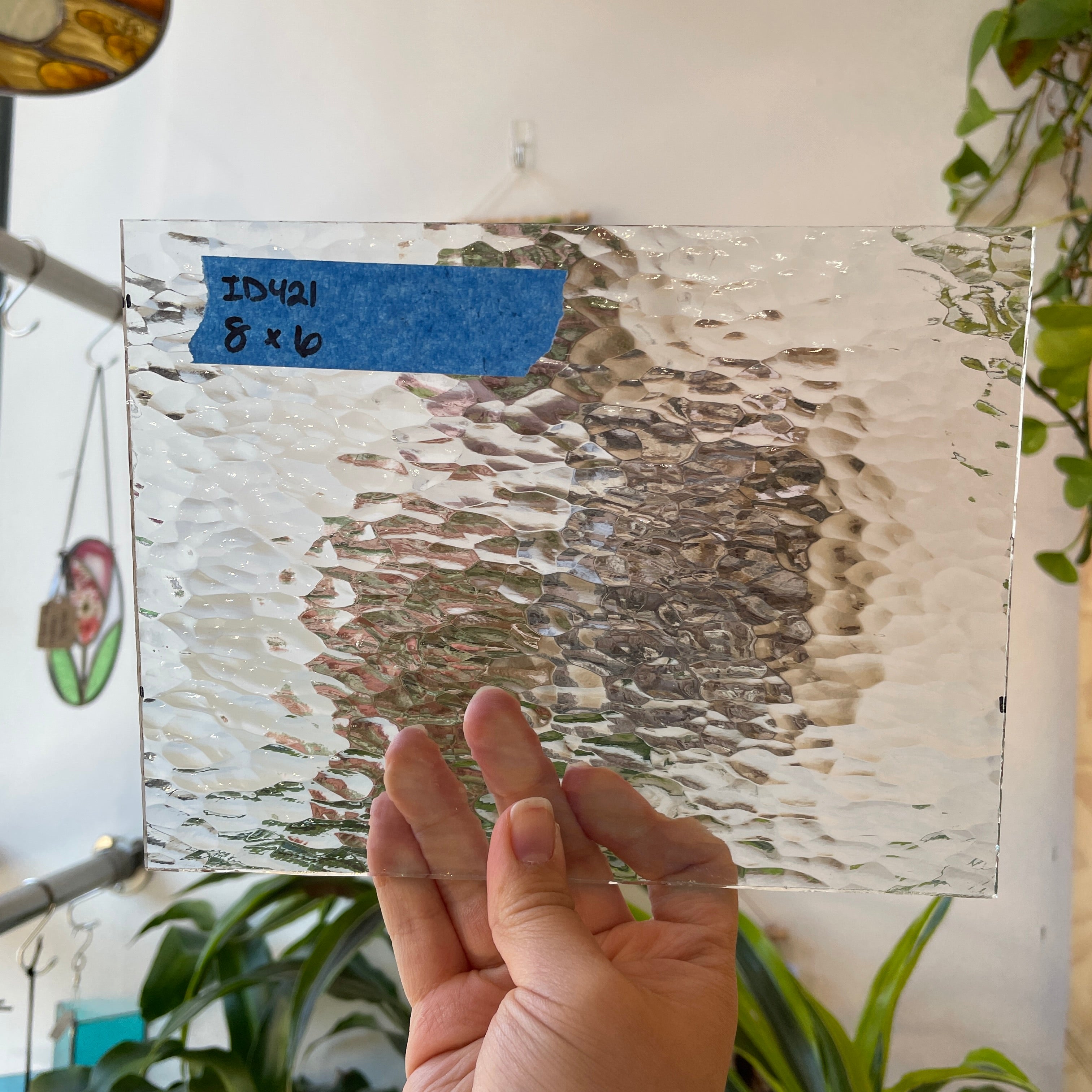 Clear Hammered Industrial Sheet Glass Colorado Glass Works ID421 (8x6in)