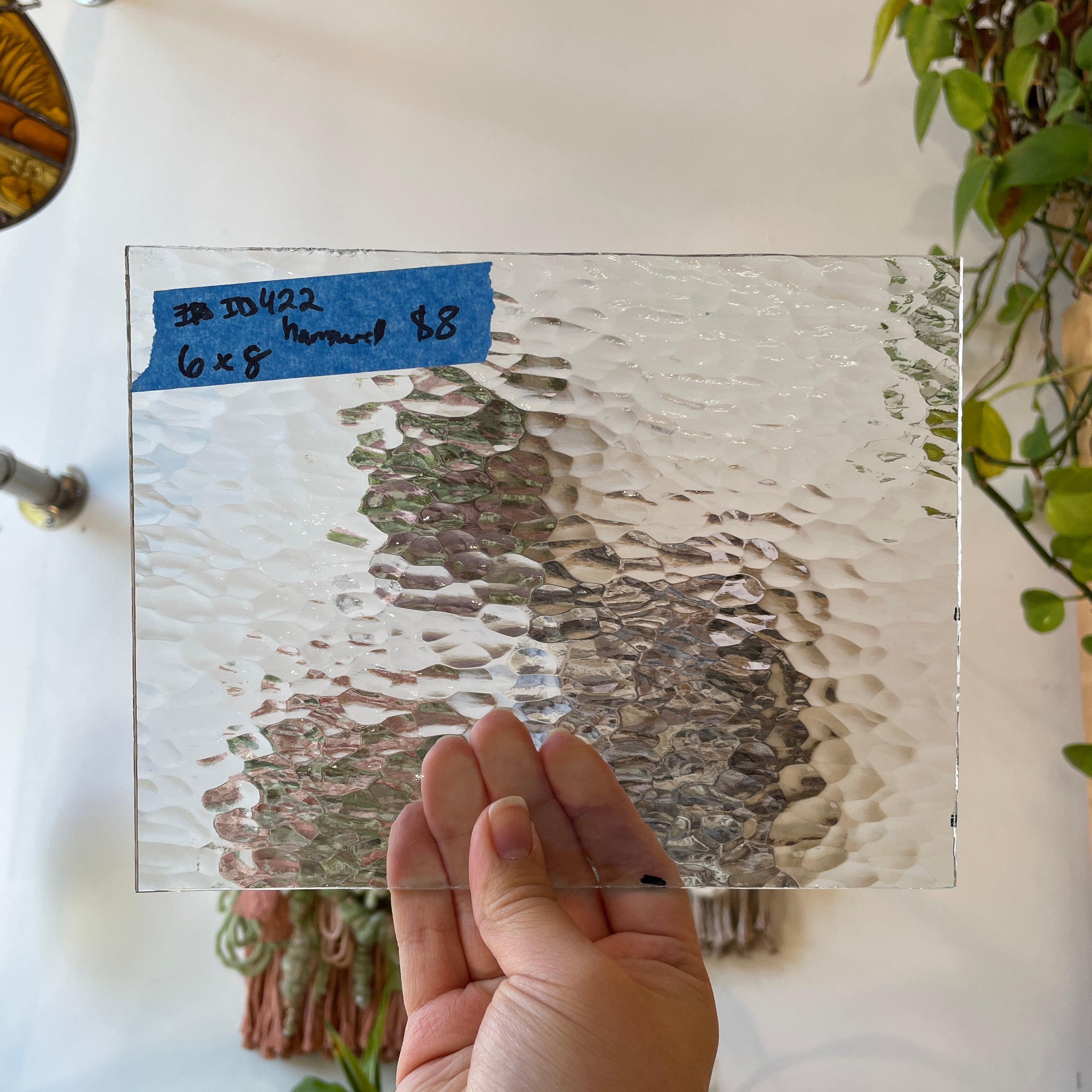 Clear Hammered Industrial Sheet Glass Colorado Glass Works ID422 (8x6in)