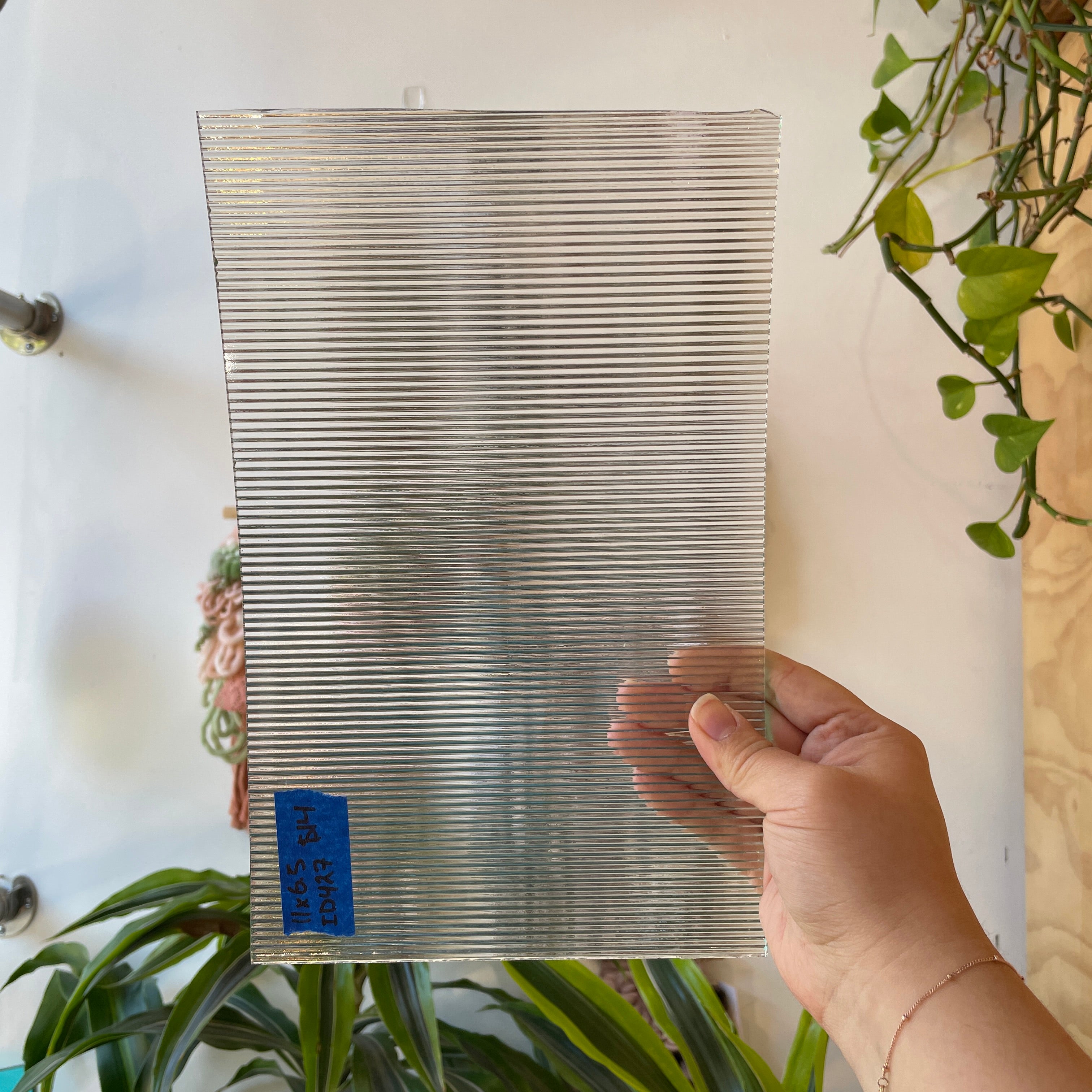 Clear Reeded Transparent Industrial Sheet Glass Colorado Glassworks ID427 (11x6.5in)