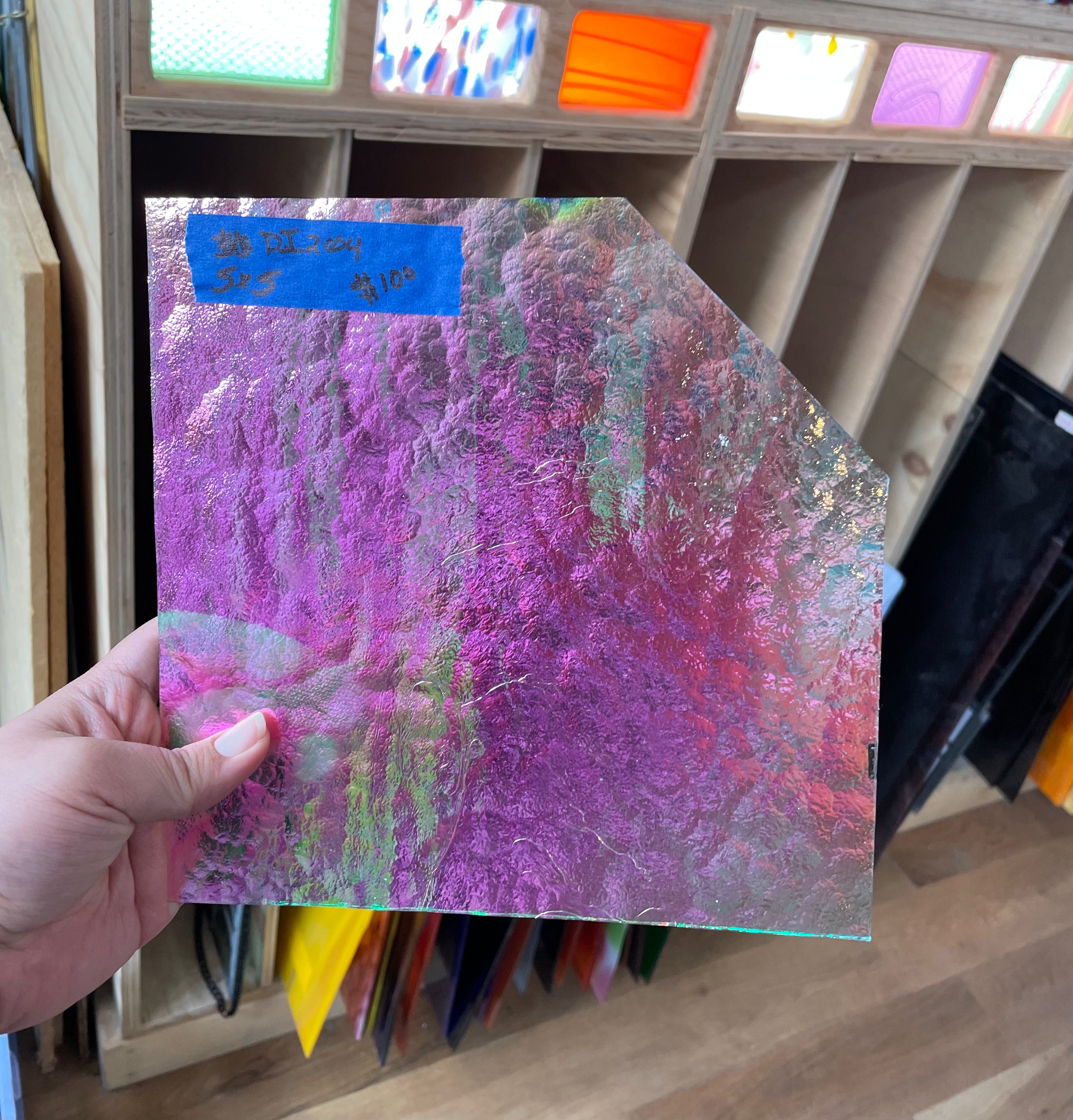 Pink/Green Transparent Dichroic Sheet Glass Colorado Glassworks