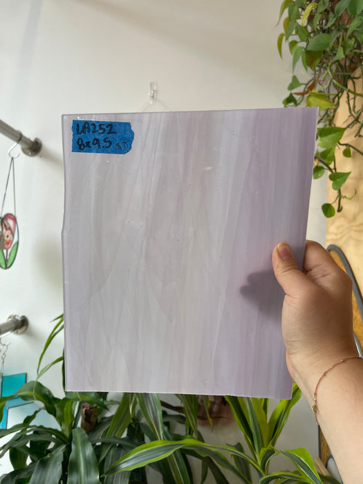 Lamberts Mouth Blown Pale Violet & Opaque White on Clear (Flash Glass) S42 Sheet Glass Colorado Glassworks LA252.2 (9x9in)