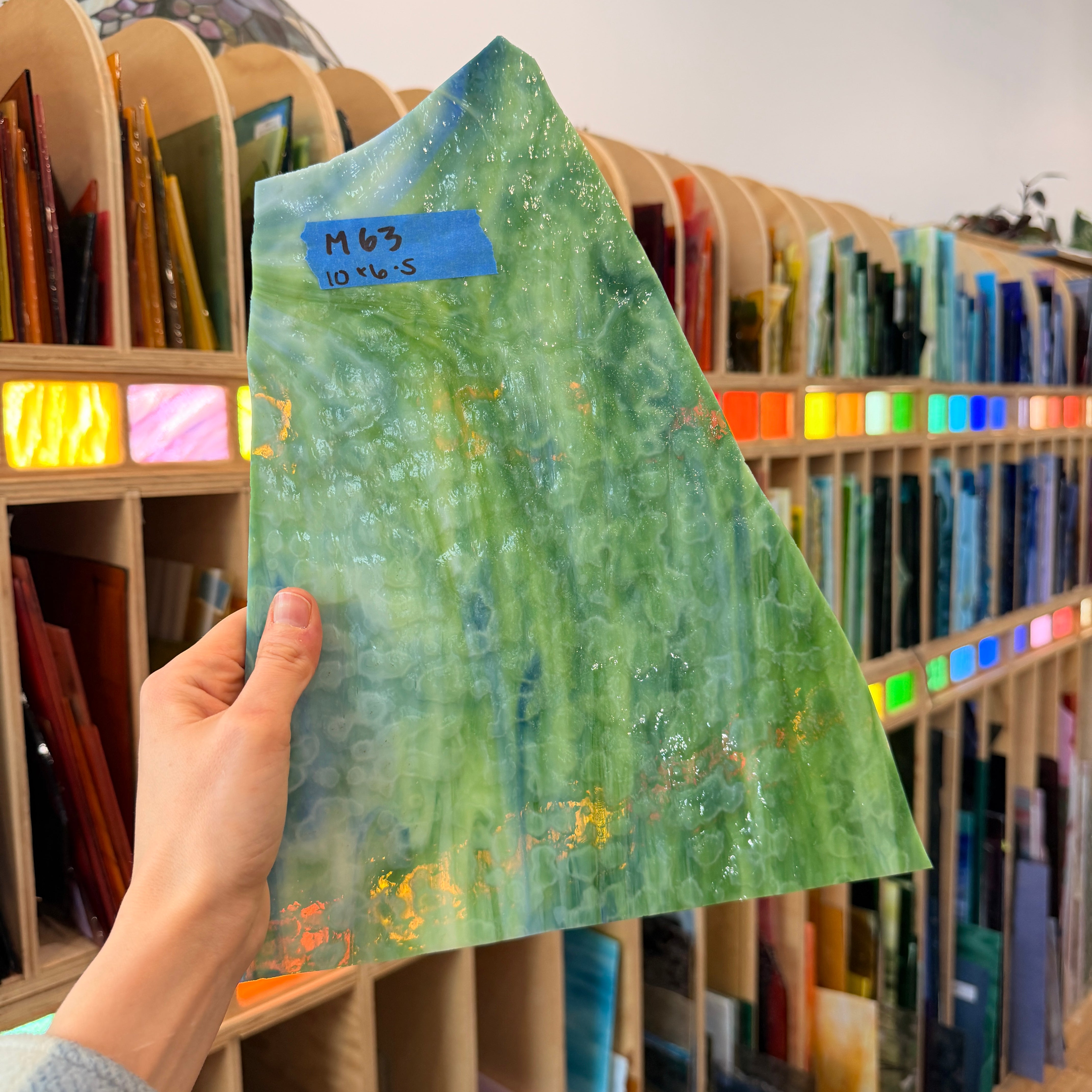 Green Blue Mottled Youghiogheny Sheet Glass Colorado Glassworks