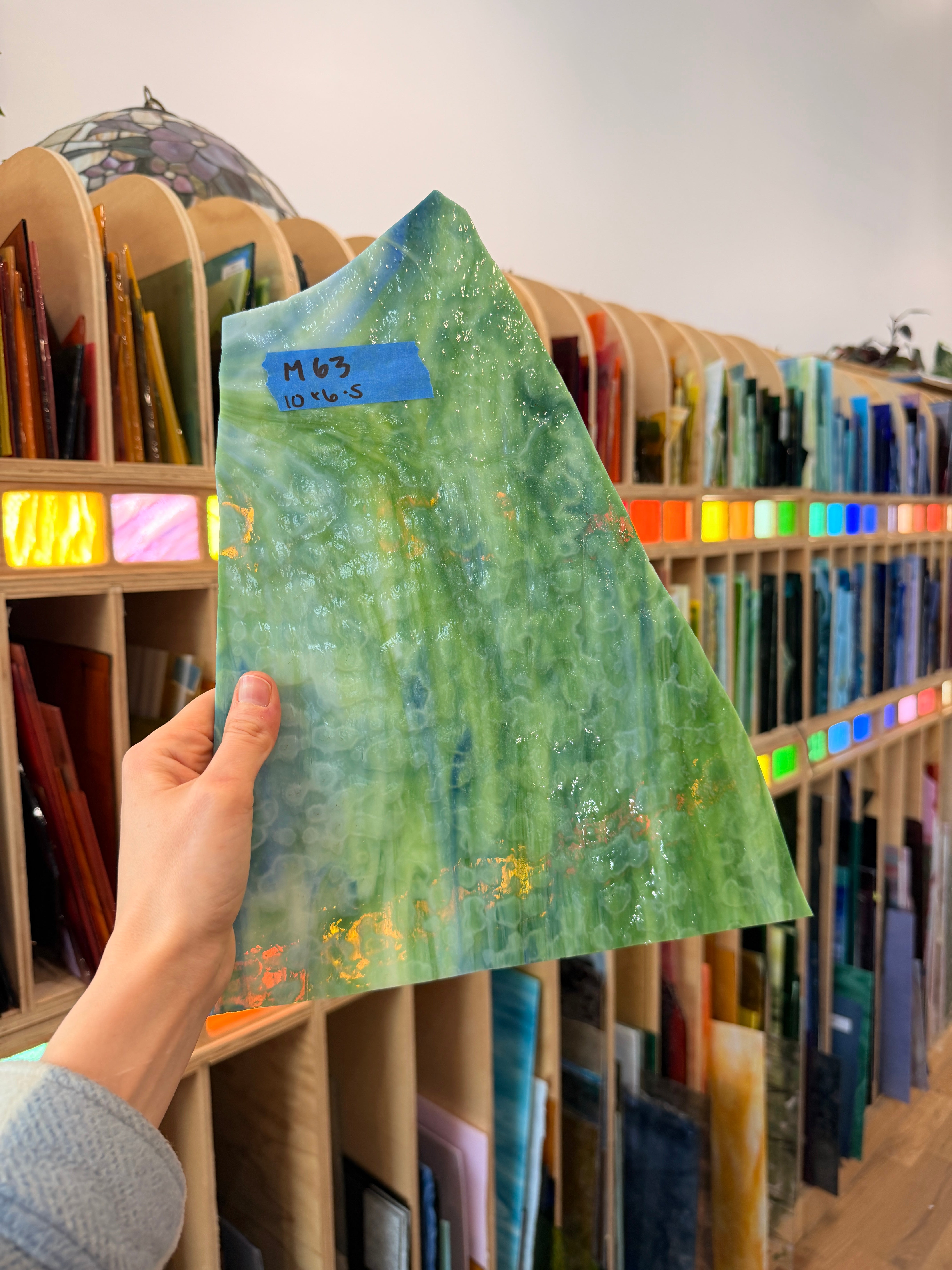 Green Blue Mottled Youghiogheny Sheet Glass Colorado Glassworks