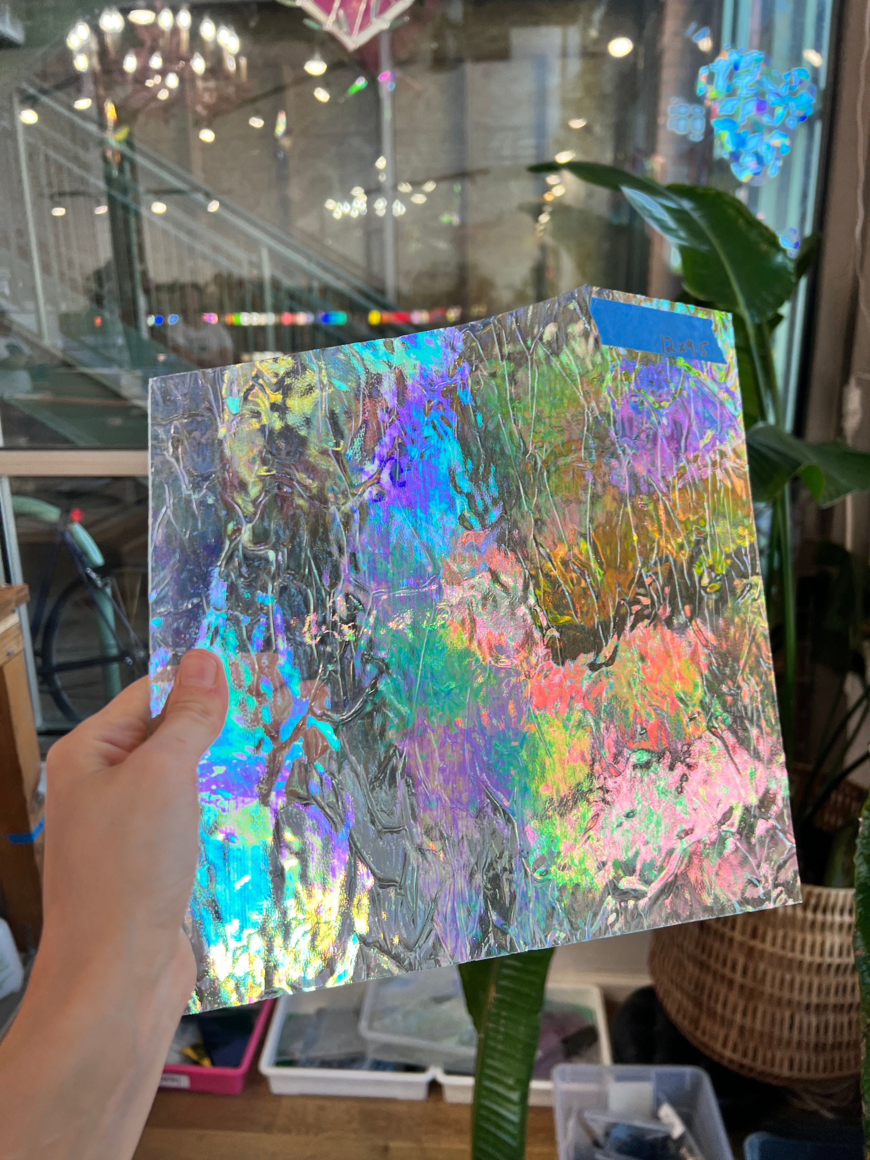 Vintage Iridescent Krinkle Textured Clear Spectrum
