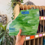 Blue Green White Wispy Kokomo Sheet Glass Colorado Glass Works 8x5in (KO-86102317)