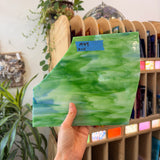 Blue Green White Wispy Kokomo Sheet Glass Colorado Glass Works 8x5in (KO-86102317)