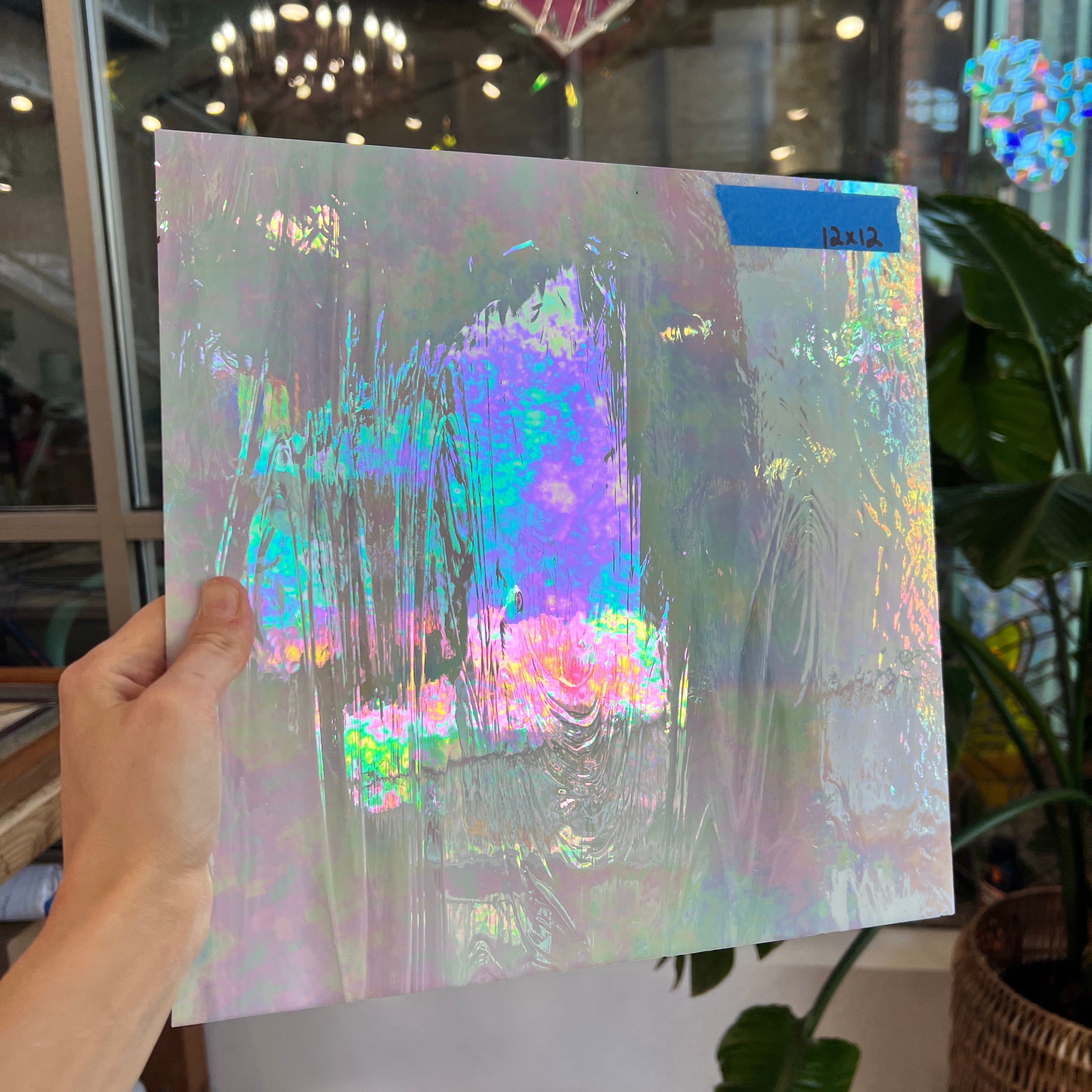 Vintage White Opaque Iridescent Spectrum Sheet Glass Colorado Glass Works SP1848 (12x12in)