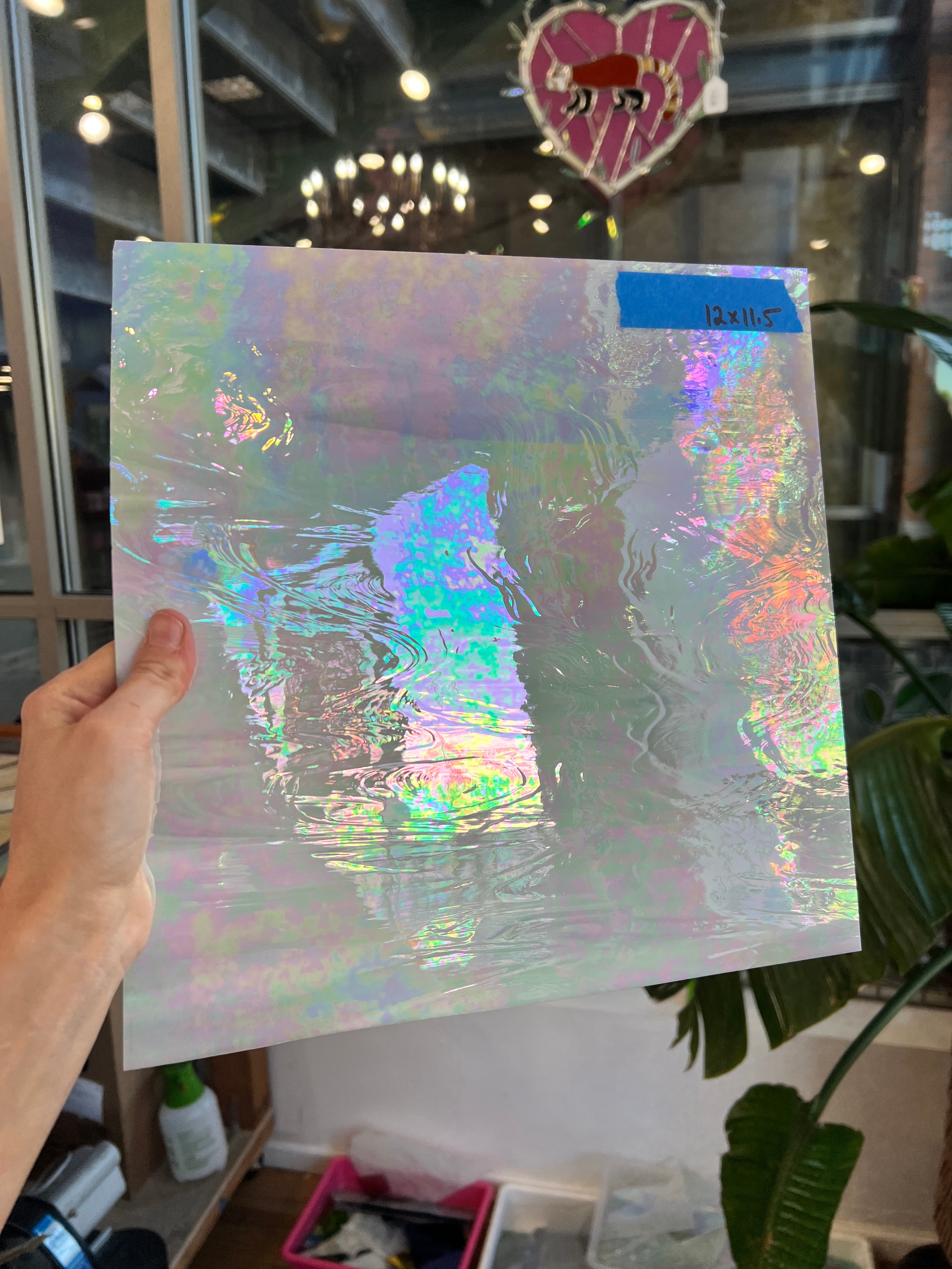 Vintage White Opaque Iridescent Spectrum Sheet Glass Colorado Glass Works SP1849 (12x11.5in)