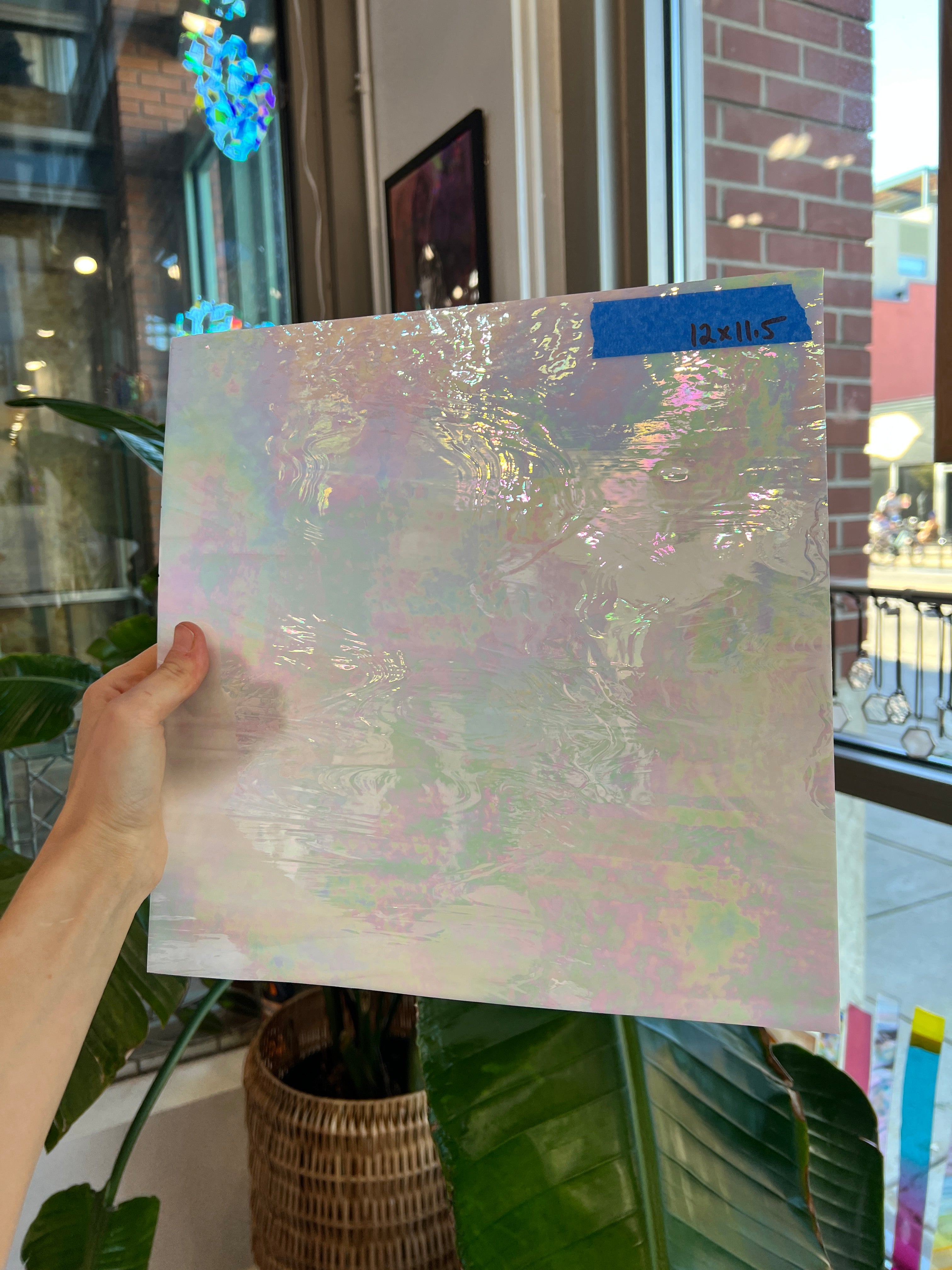 Vintage White Opaque Iridescent Spectrum Sheet Glass Colorado Glass Works